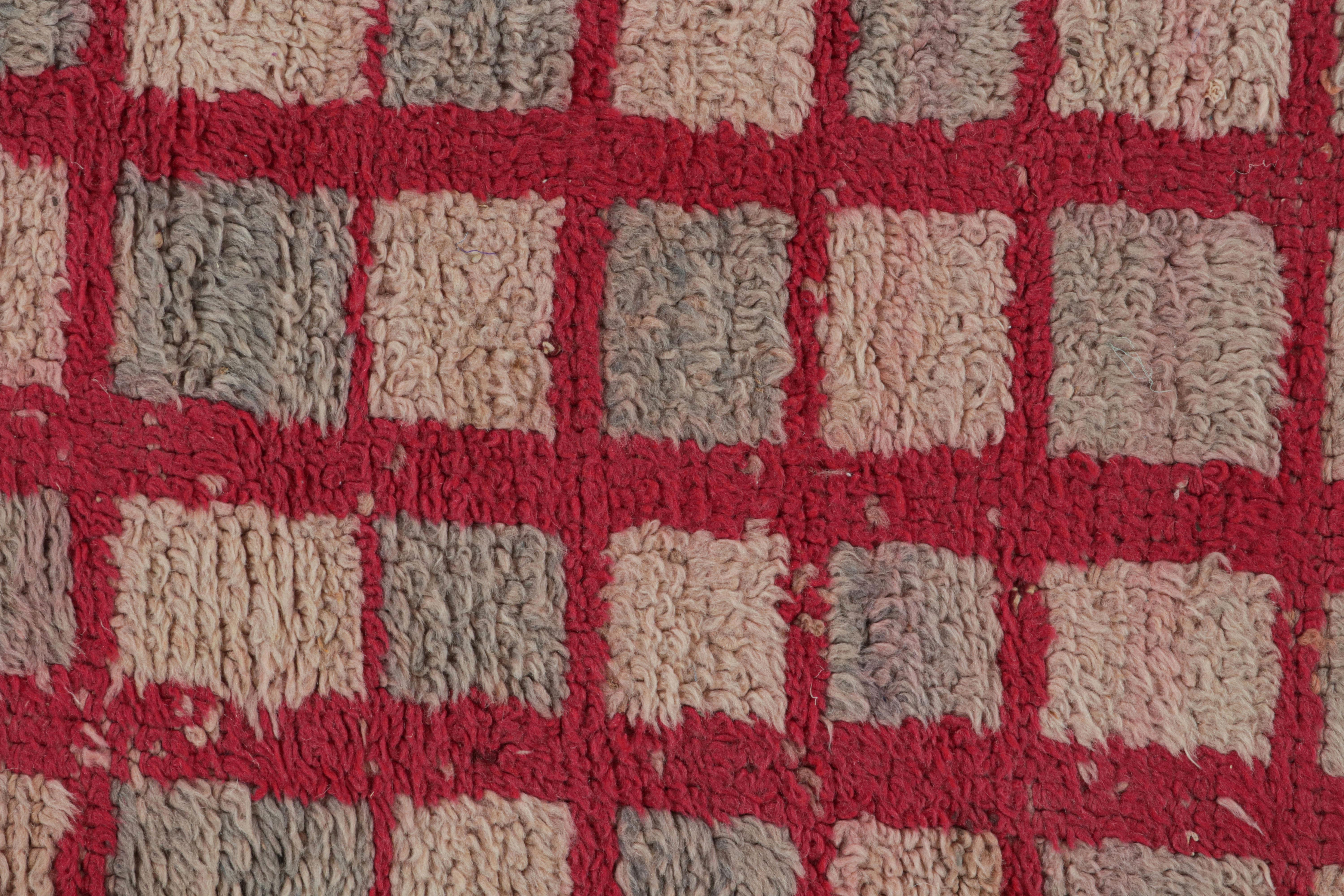 Mid-20th Century Vintage Moroccan Rug in Pink and Red Geometric Patterns, from Rug & Kilim For Sale