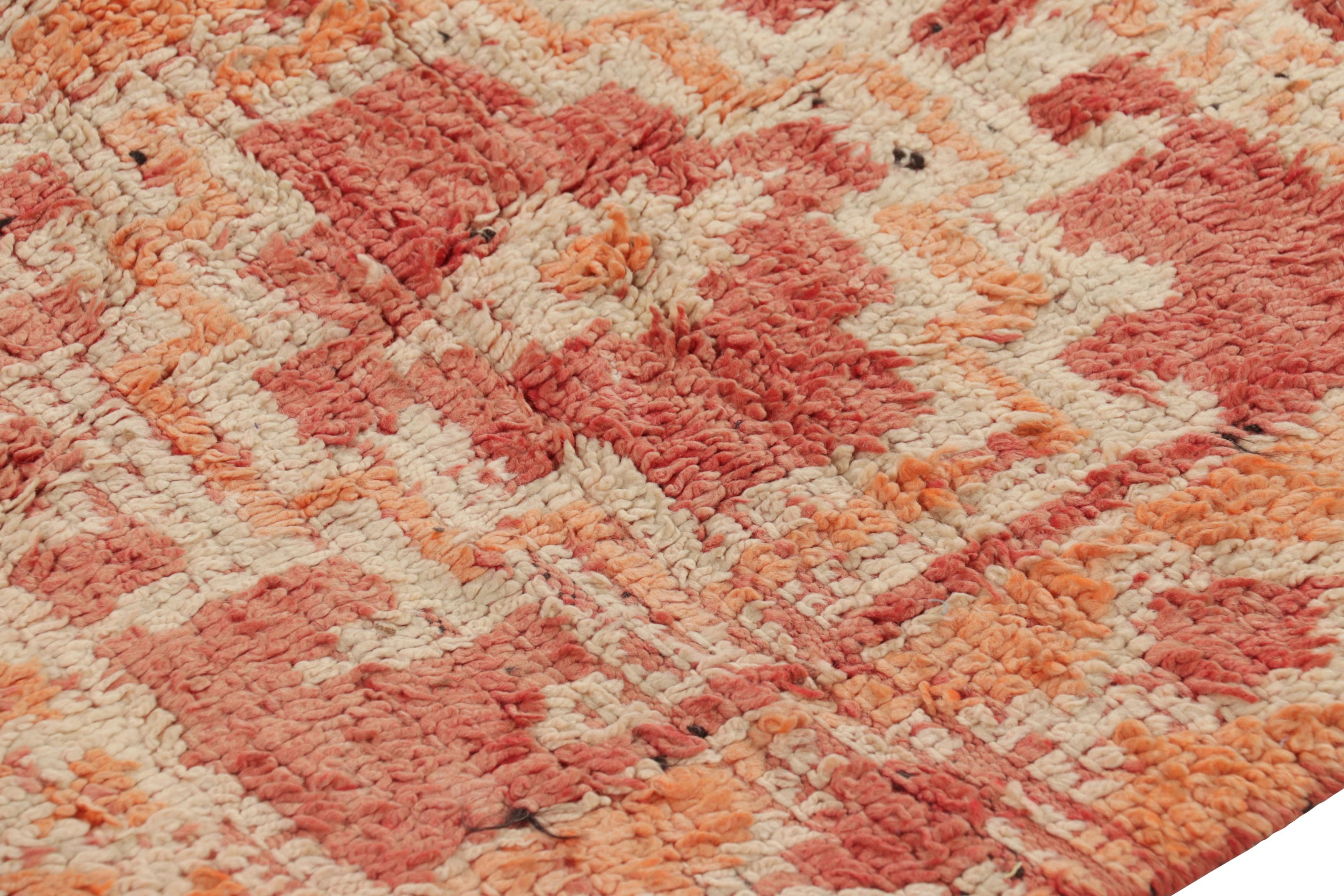 Tribal Vintage Moroccan Rug in Pink and Rust with Geometric Medallion - Rug & Kilim For Sale