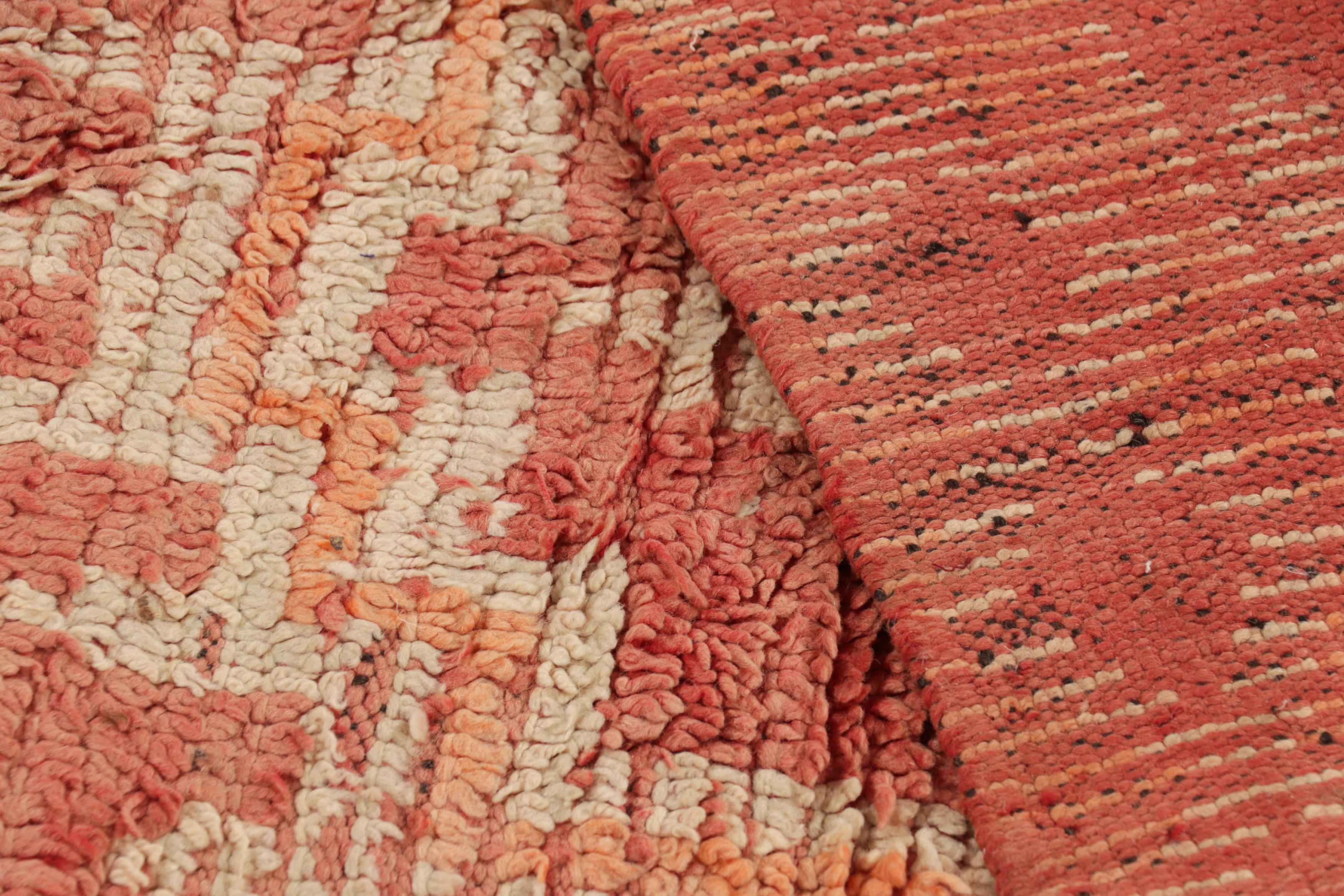 Vintage Moroccan Rug in Pink and Rust with Geometric Medallion - Rug & Kilim For Sale 1