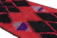 Vintage Moroccan Rug in Pink with Black Diamond Medallions, from Rug & Kilim