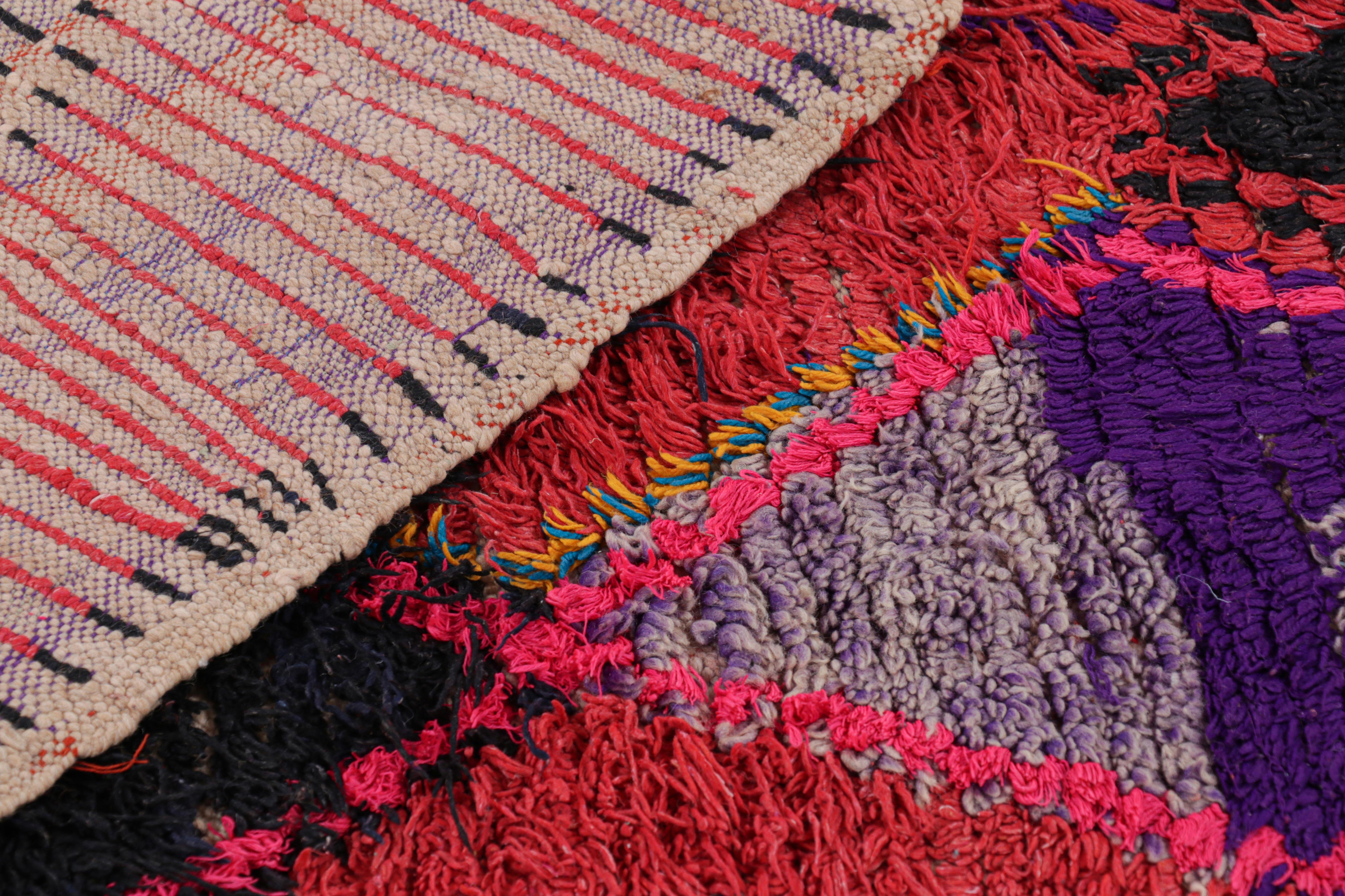 Vintage Moroccan Rug in Pink with Black Diamond Medallions, from Rug & Kilim For Sale 1