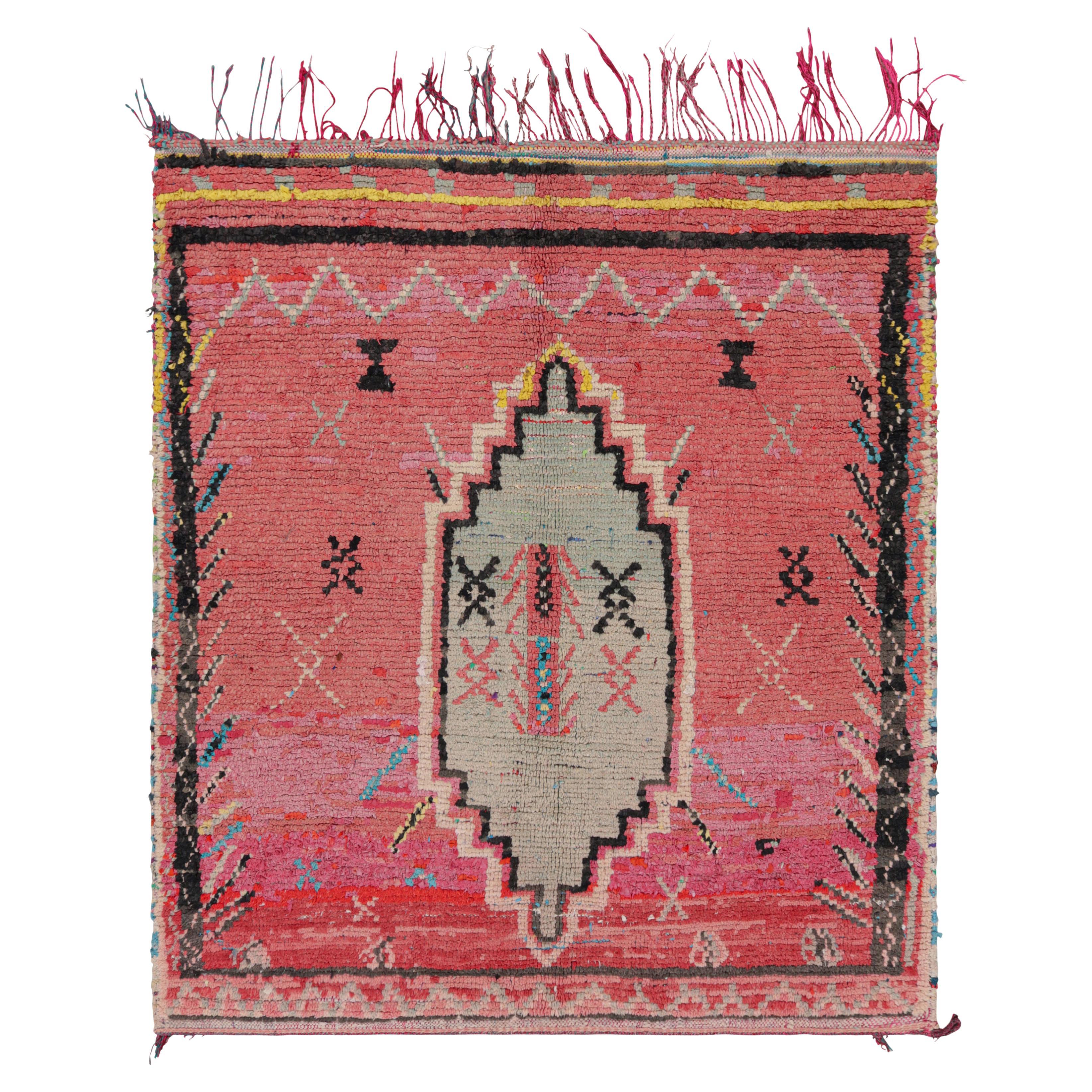 Vintage Moroccan Rug in Pink with Geometric Medallion, from Rug & Kilim