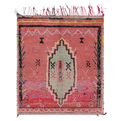 Vintage Moroccan Rug in Pink with Geometric Medallion, from Rug & Kilim