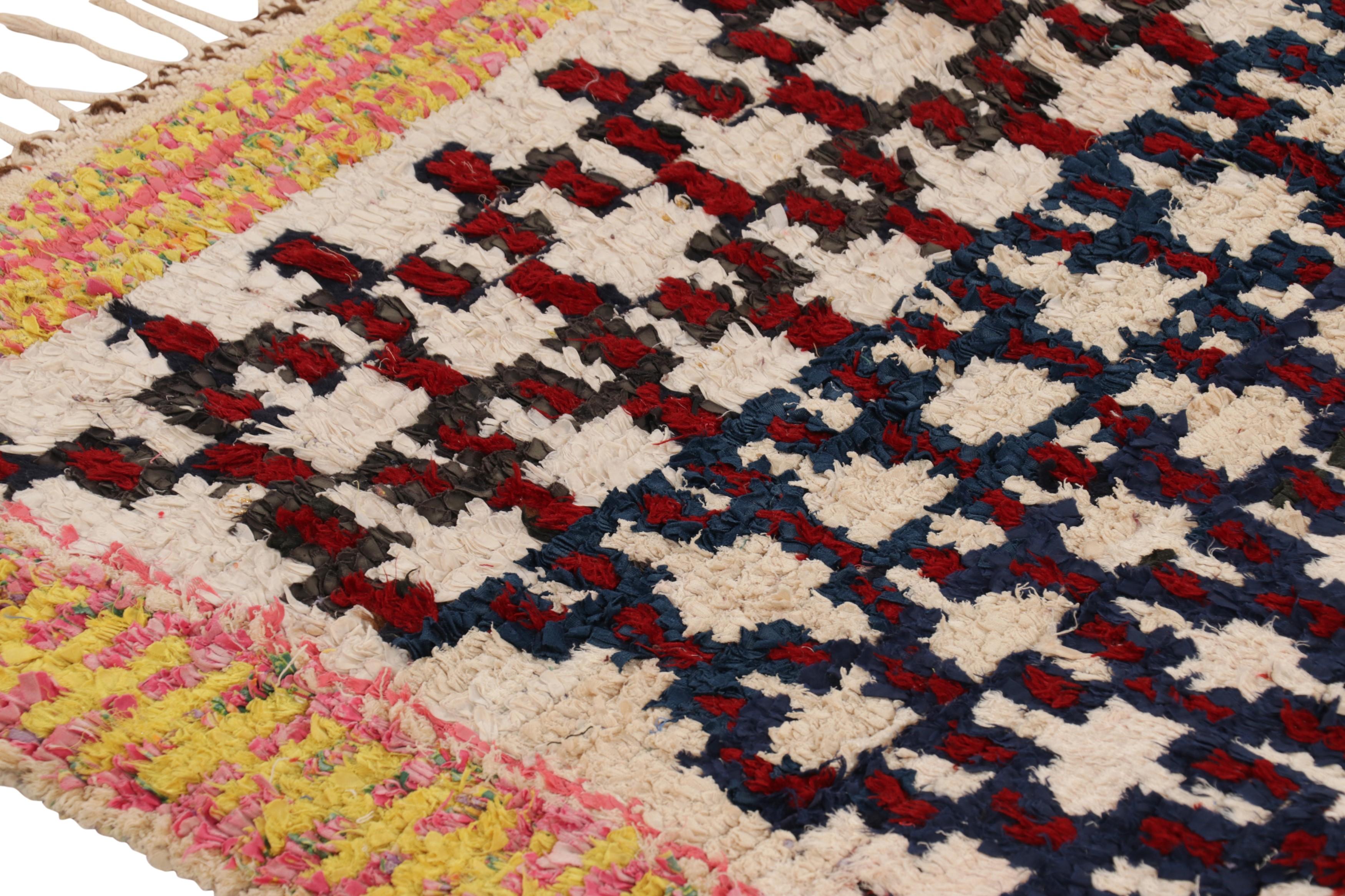 Tribal Vintage Moroccan Rug in Red and Cream with Geometric Patterns - Rug & Kilim For Sale