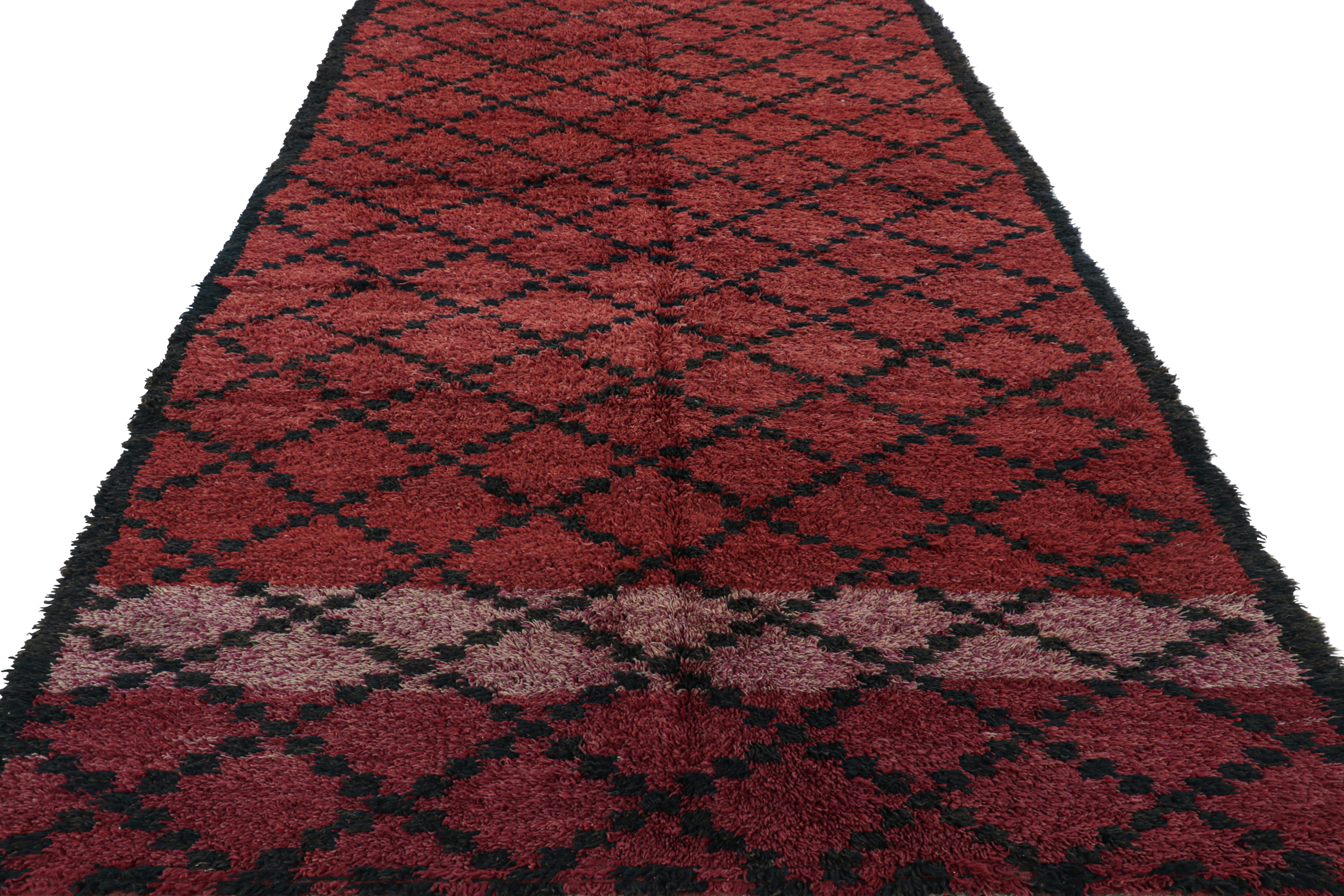 Vintage Moroccan Rug in Red with Black Diamond Patterns, from Rug & Kilim In Good Condition For Sale In Long Island City, NY