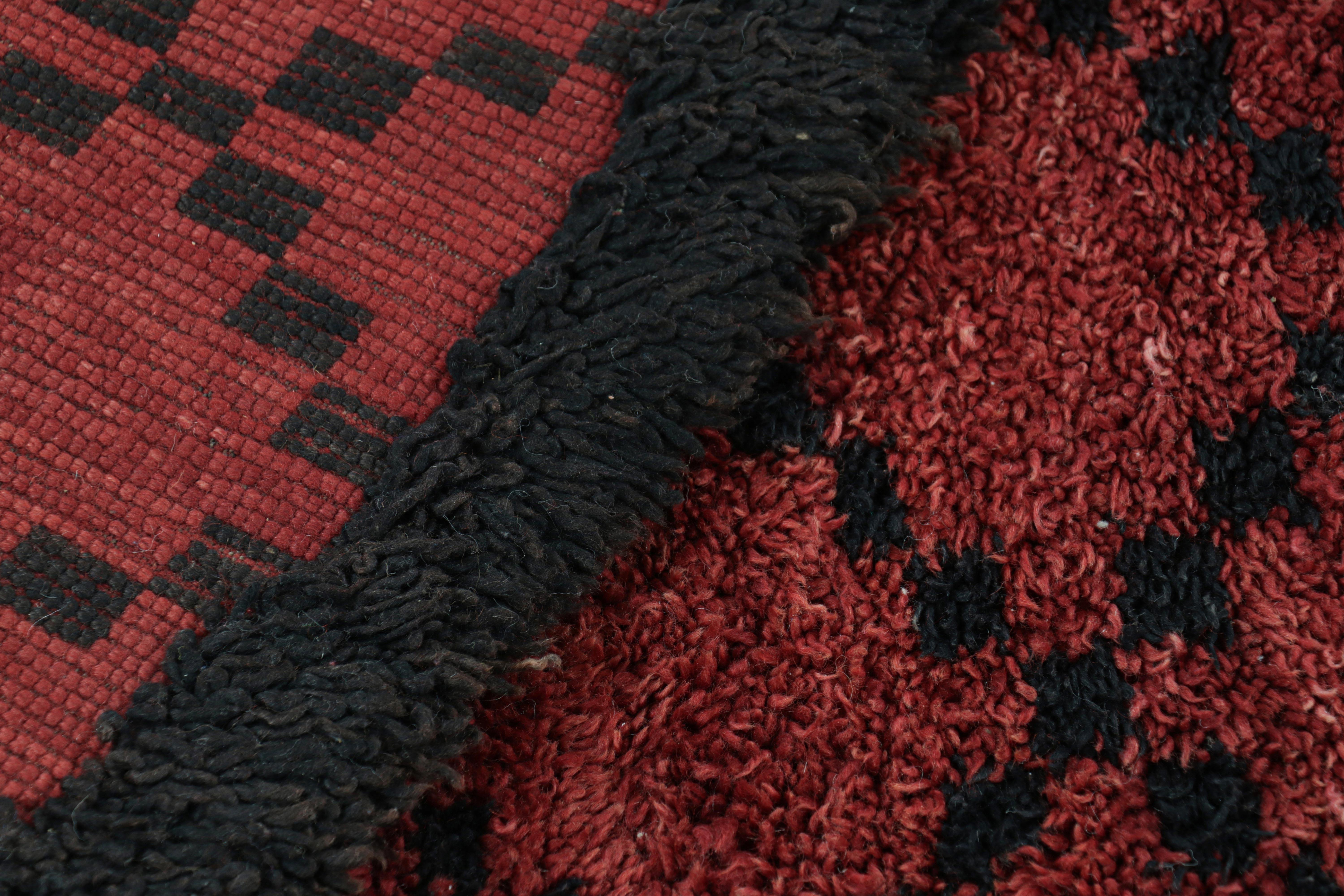 Vintage Moroccan Rug in Red with Black Diamond Patterns, from Rug & Kilim For Sale 1