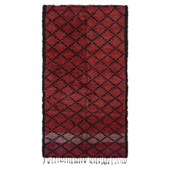 Vintage Moroccan Rug in Red with Black Diamond Patterns, from Rug & Kilim