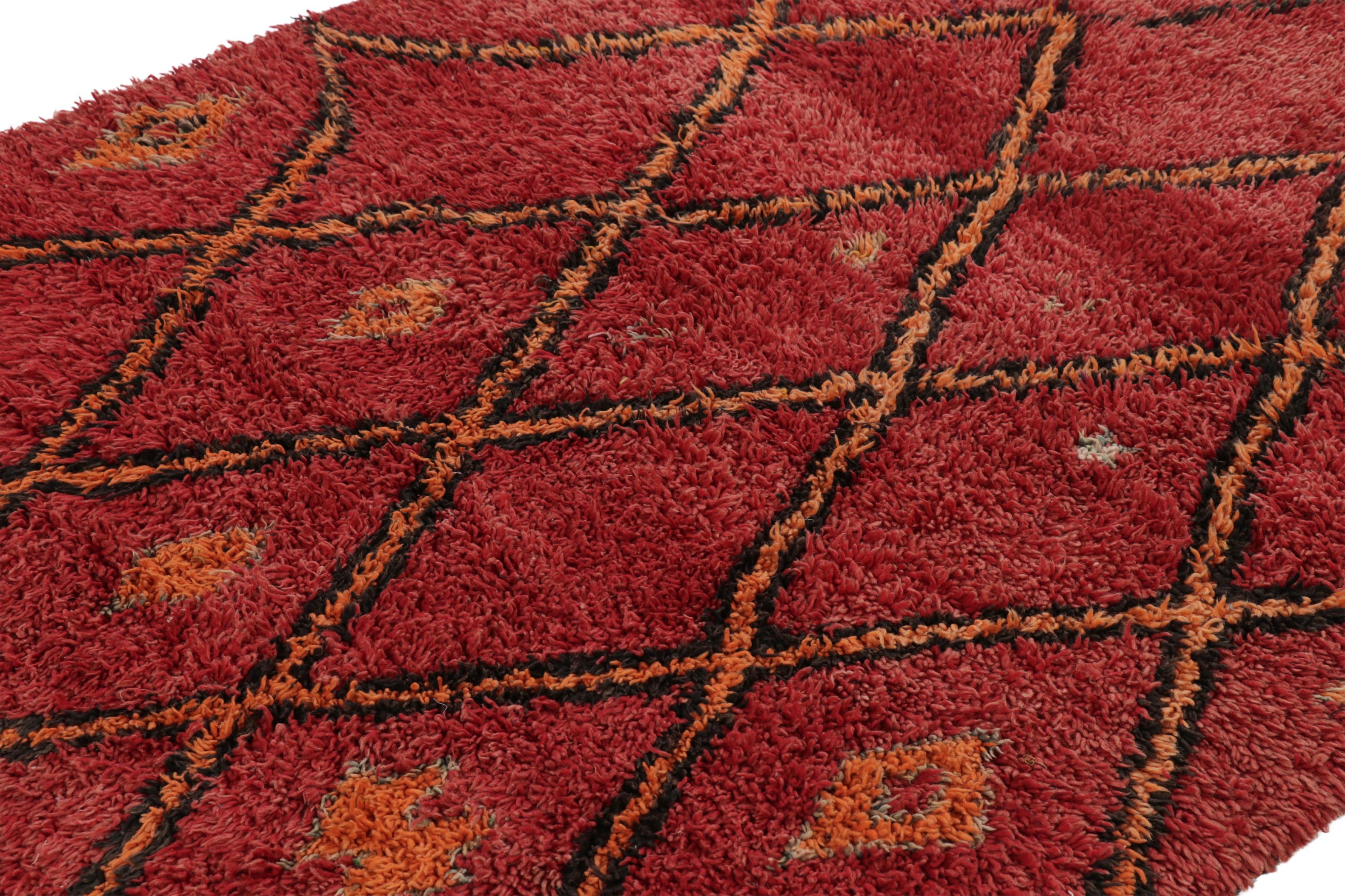 Hand-knotted in wool and originating from Morocco circa 1950-1960, this 5x7 vintage rug is a rare and among the most exciting new additions to Rug & Kilim’s mid-century curations from the region. 


On the Design: 

This bold vintage Moroccan rug is