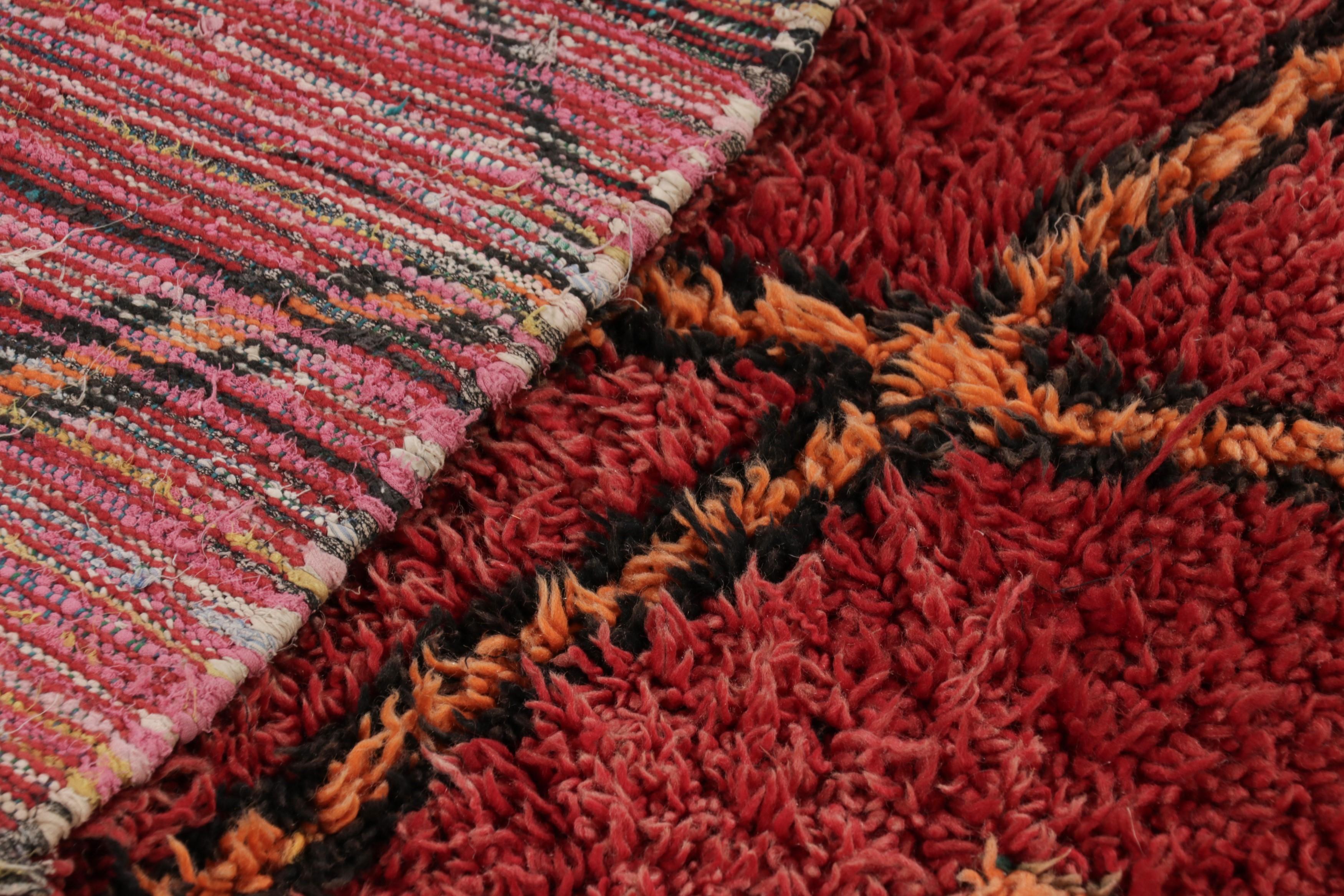 Vintage Moroccan Rug in Red with Geometric Lattice Pattern - Rug & Kilim For Sale 1