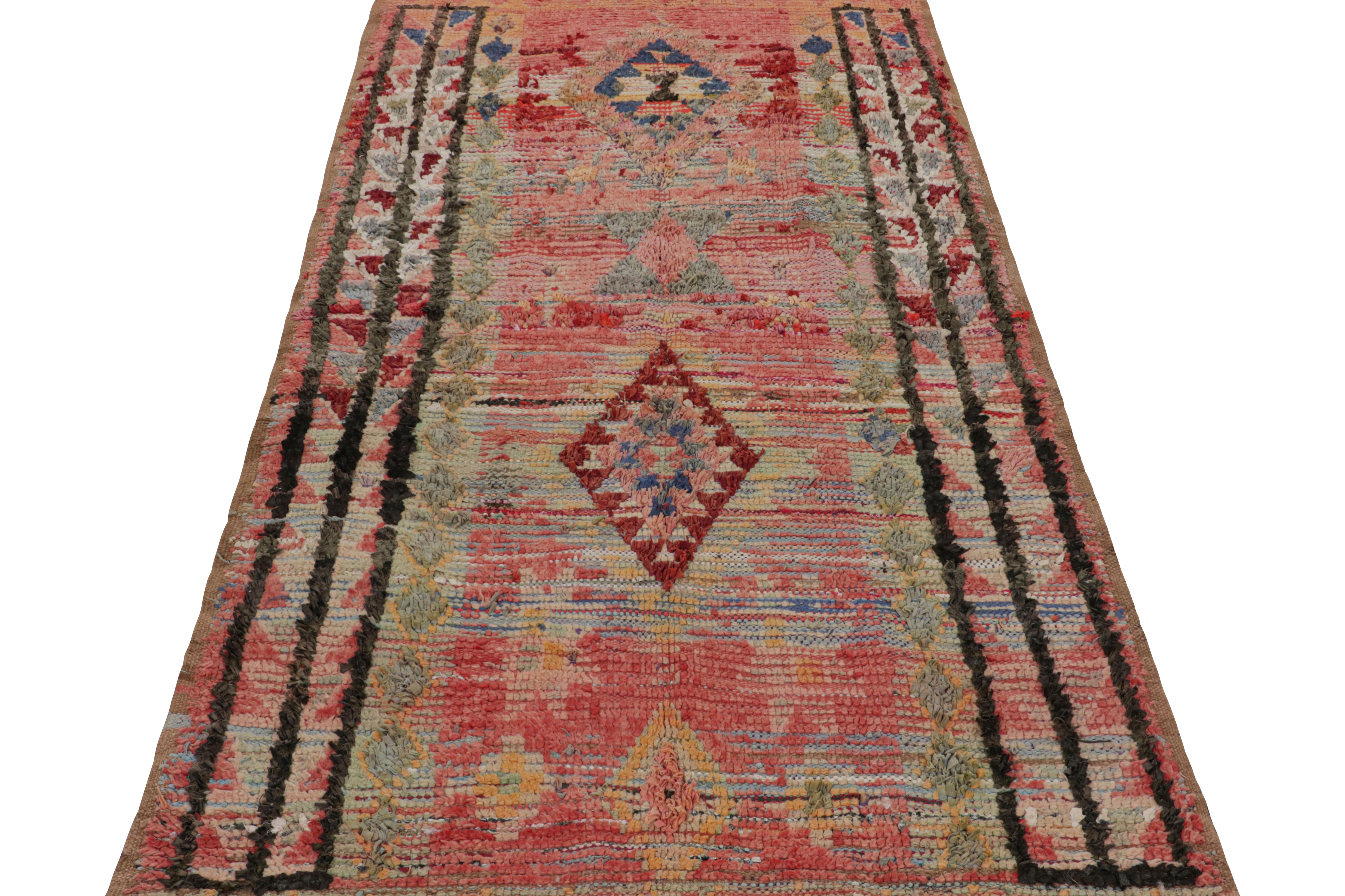 Hand-Knotted Vintage Moroccan Rug in Red with Geometric Patterns, from Rug & Kilim  For Sale