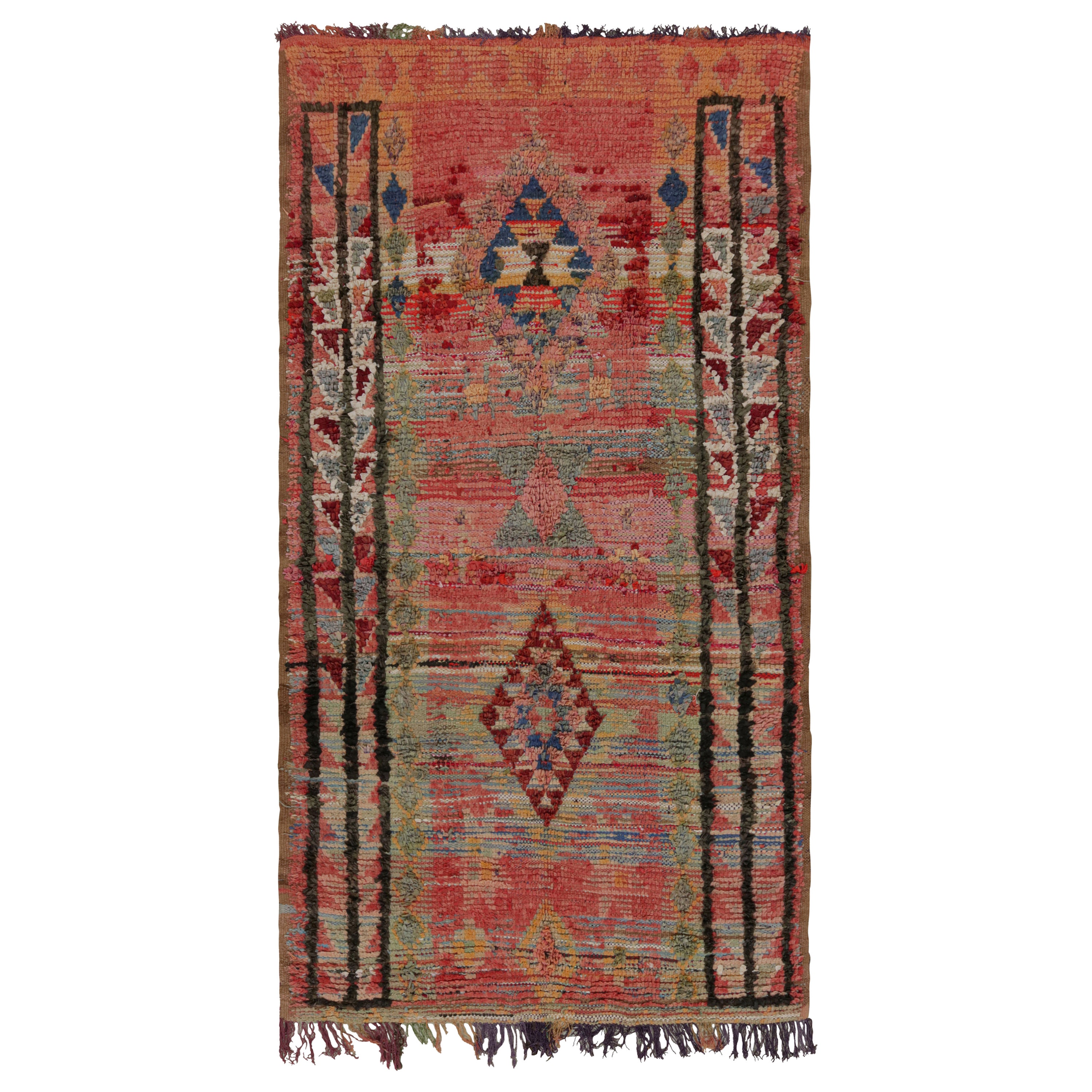 Vintage Moroccan Rug in Red with Geometric Patterns, from Rug & Kilim