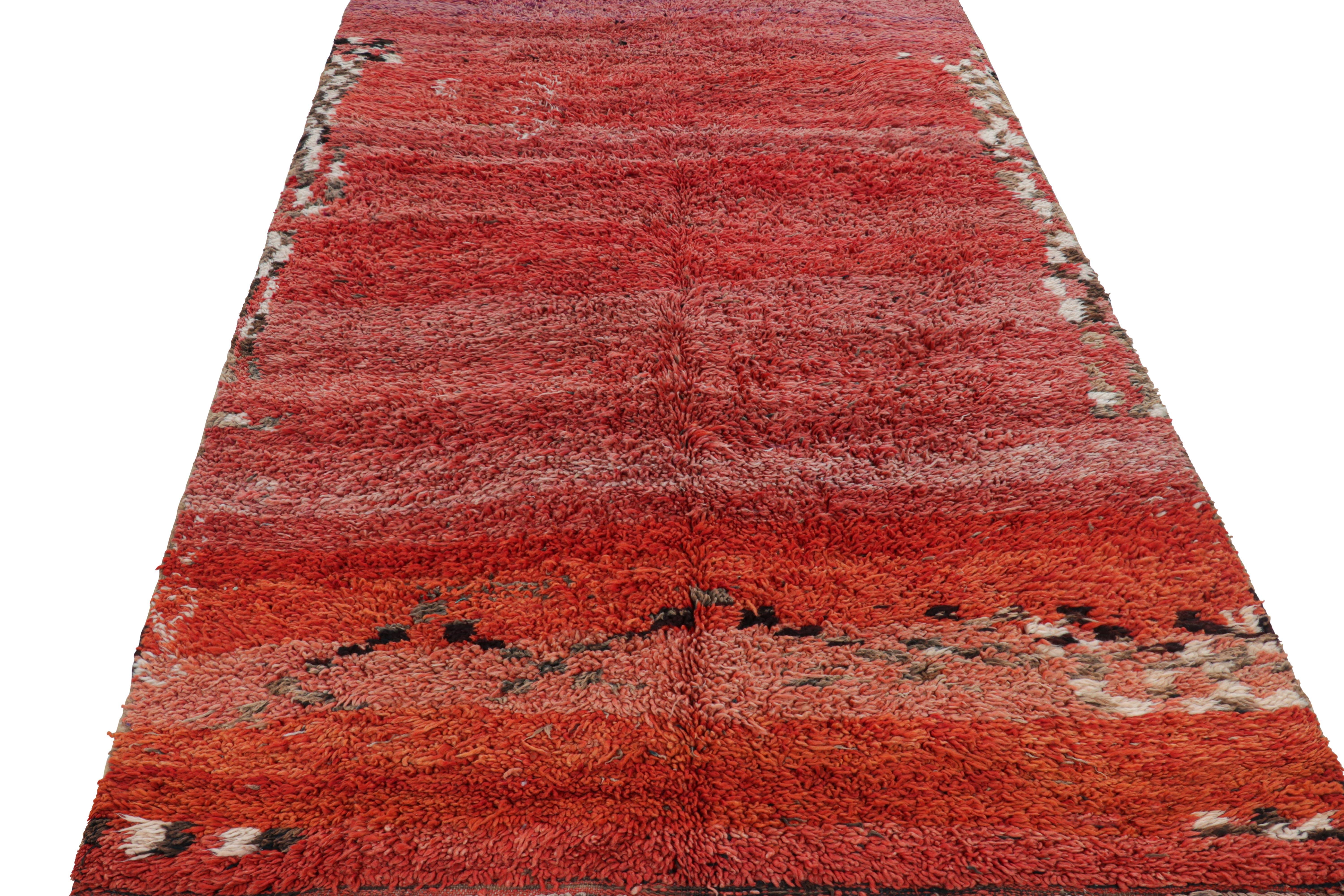 Vintage Moroccan Rug in Red with High Pile Stripes and Striae, from Rug & Kilim In Good Condition For Sale In Long Island City, NY