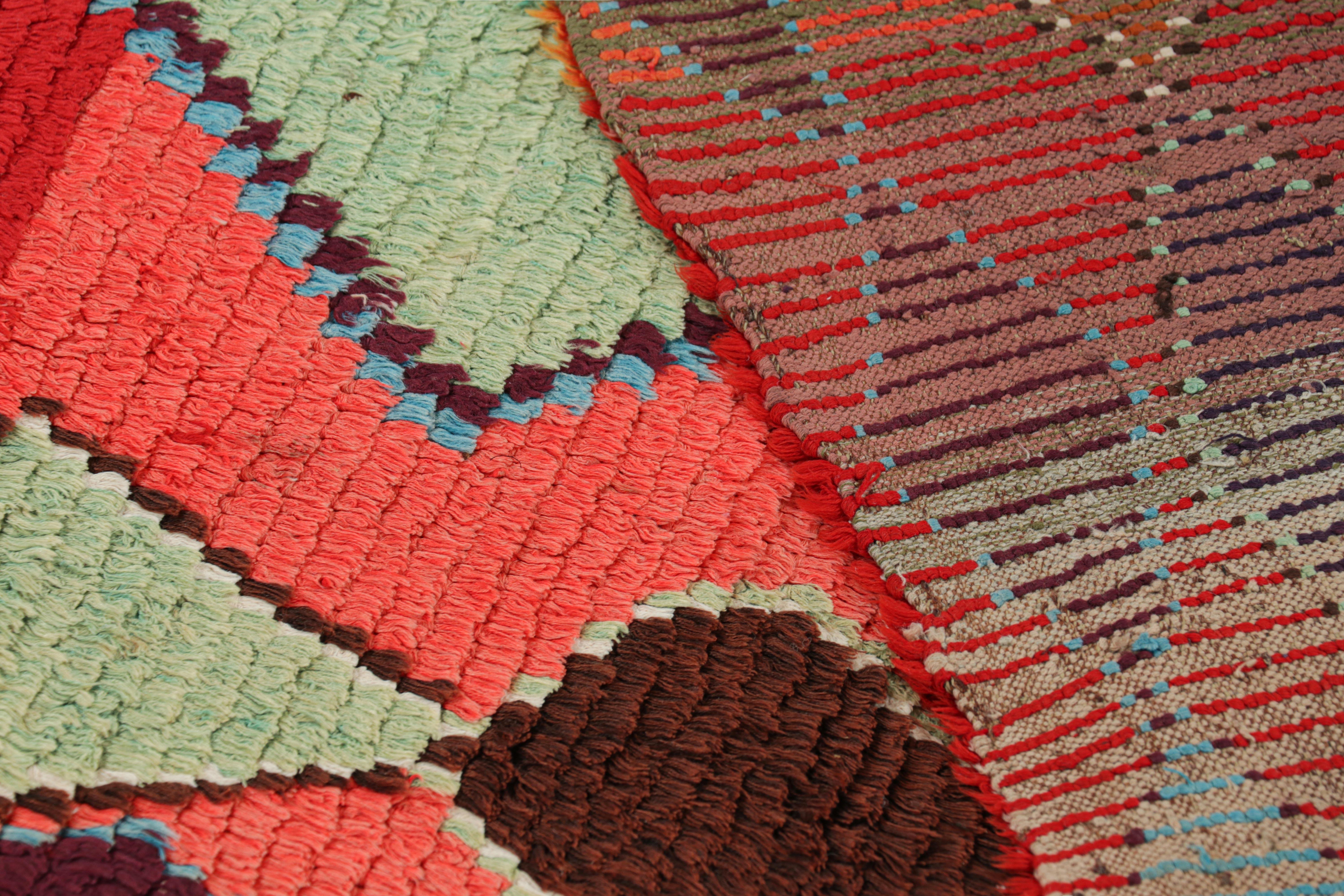 Vintage Moroccan Rug in Red with Multicolor Diamond Medallions  Rug & Kilim For Sale 1