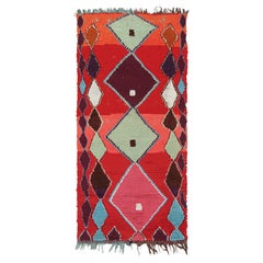 Marokkanischer Vintage-Teppich in Rot mit mehrfarbigen Diamantmedaillons  Rug & Kilim