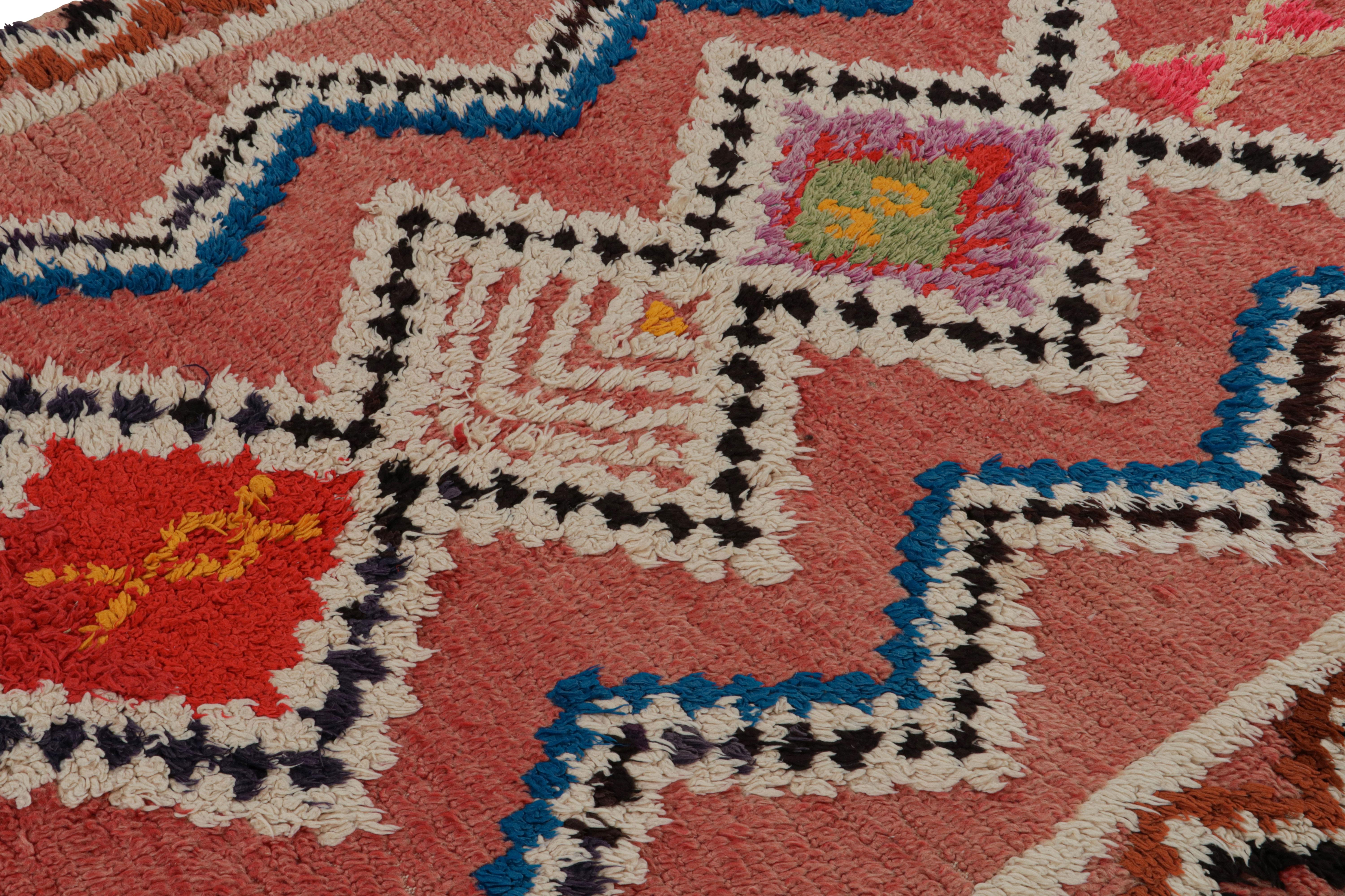 Vintage Moroccan Rug in Salmon Red with Geometric Patterns, from Rug & Kilim  In Good Condition For Sale In Long Island City, NY