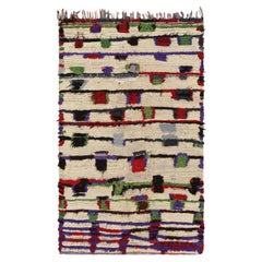 Marokkanischer Vintage-Teppich in Weiß mit geometrischen Mustern und Streifen  Rug & Kilim