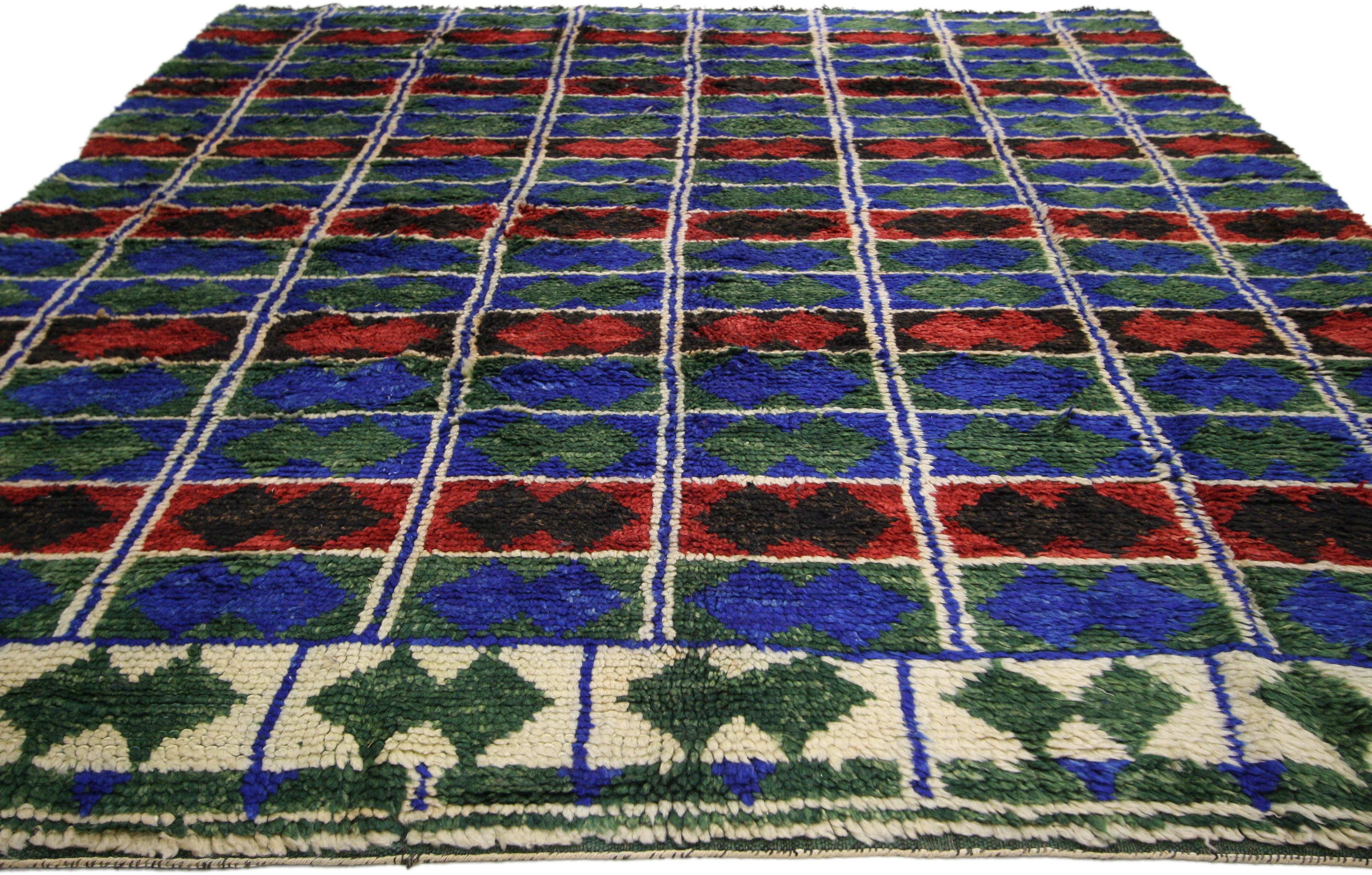 Bohemian Vintage Moroccan Rug, Midcentury Modern Meets Boho Chic For Sale