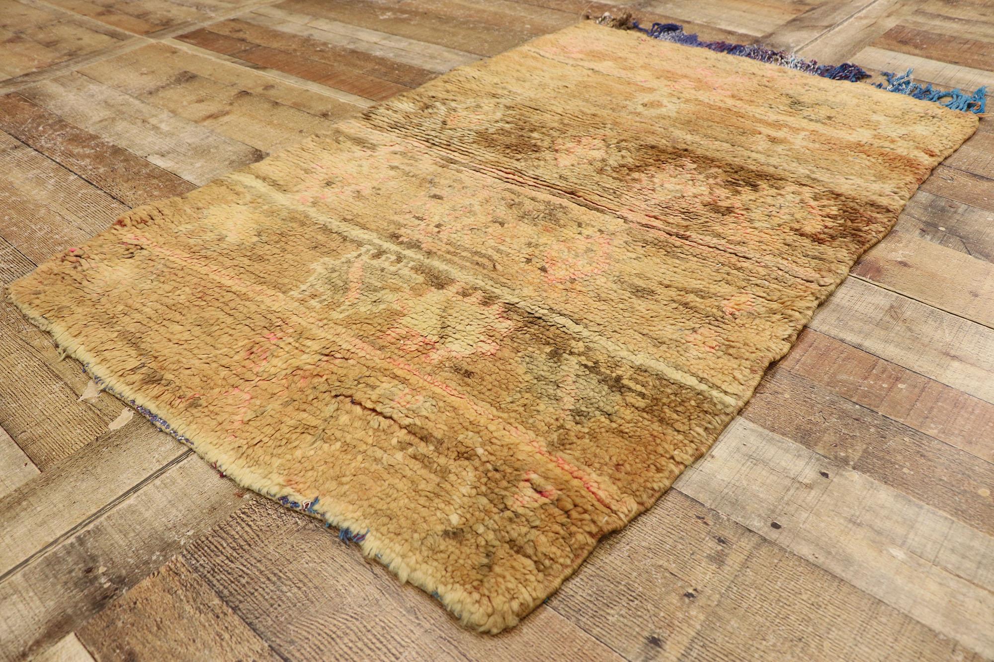 20th Century Vintage Moroccan Rug, Modern Boho Chic Meets Subtle Shibui For Sale