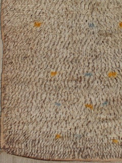 Vintage Moroccan Rug on Taupe Field with Pops of Blue and Yellow