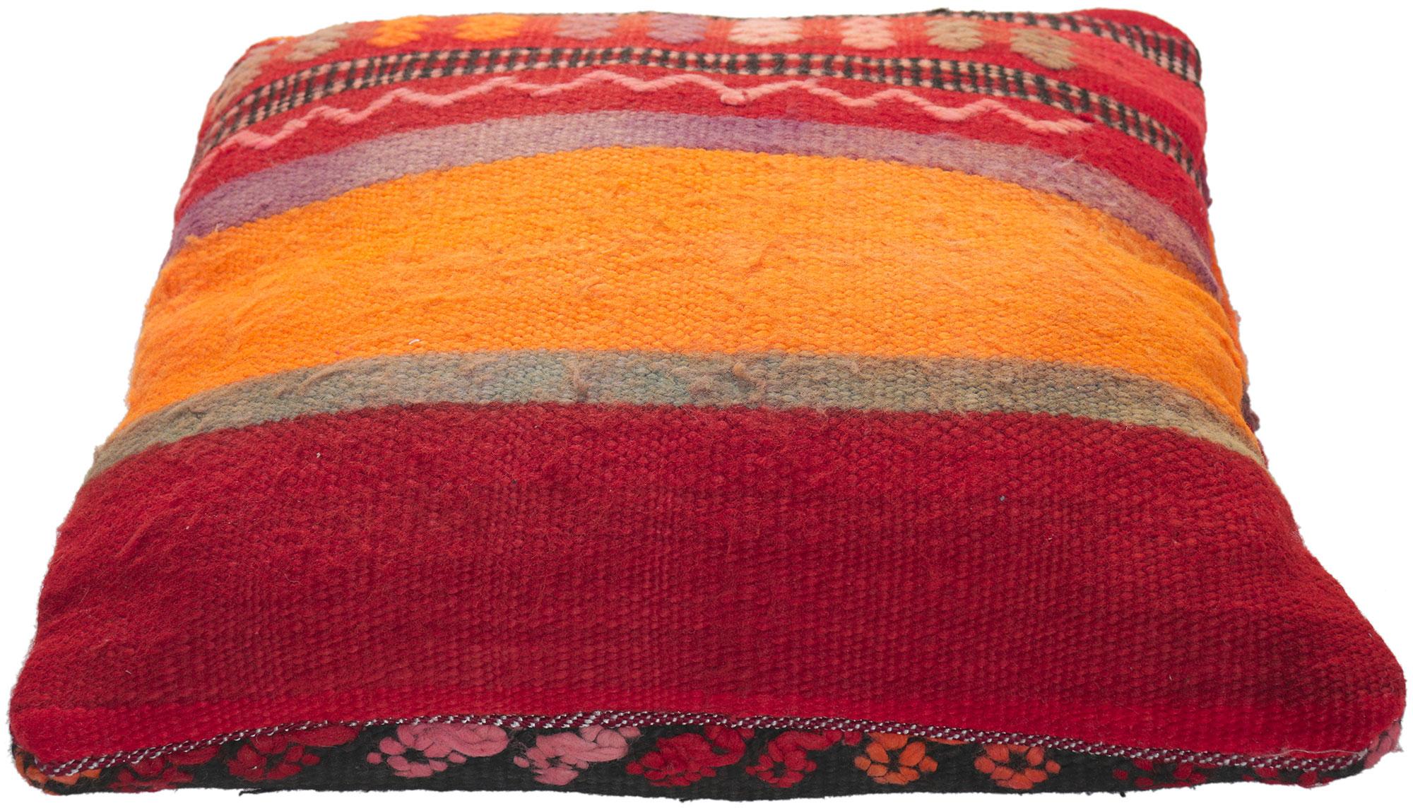 Bohemian Vintage Moroccan Rug Pillow by Berber Tribes of Morocco For Sale