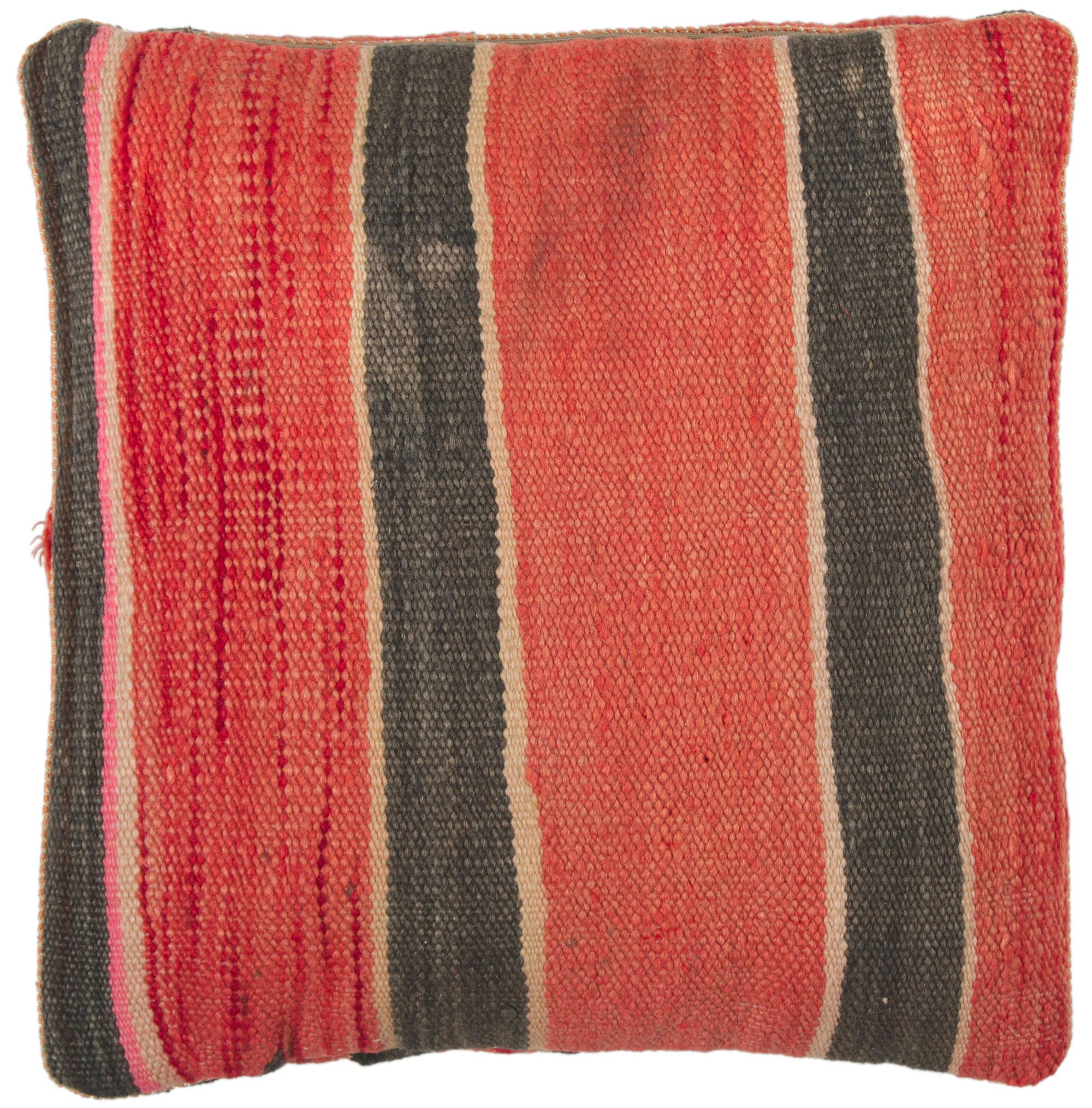 Vintage Moroccan Rug Pillow by Berber Tribes of Morocco In Distressed Condition For Sale In Dallas, TX