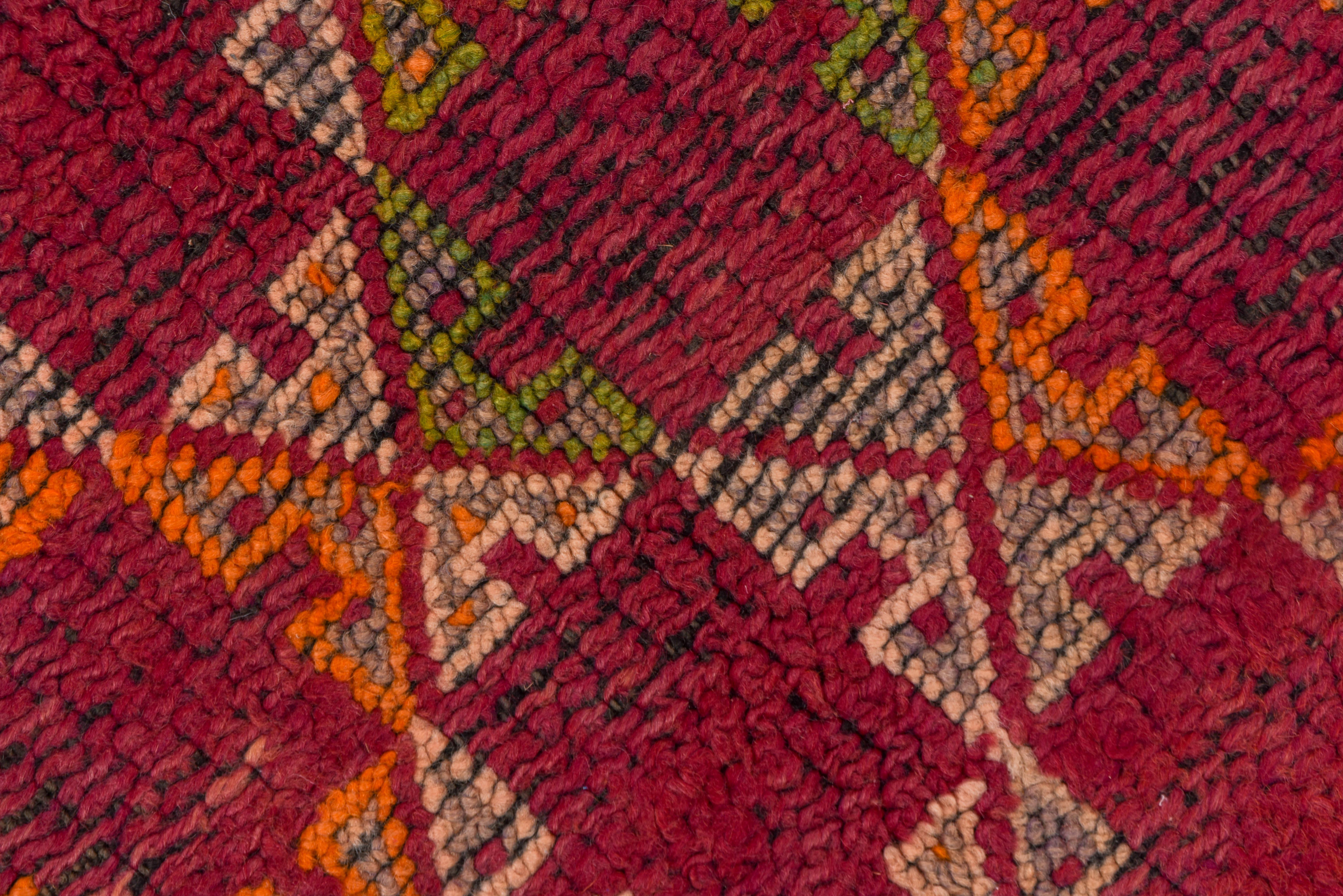 Lana Tappeto marocchino vintage a fondo rosso con motivo a stella in vendita