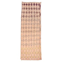 Alfombra Marroquí Vintage Sutil Ombre en Enrejado de Diamantes Rosa y Ciruela