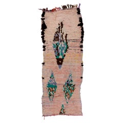 Alfombra Marroquí Vintage - Motivo Tribal con Acentos Blush y Aqua