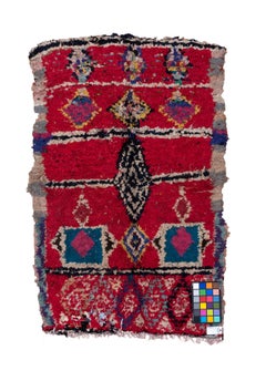 Alfombra Marroquí Vintage Vibrante Patrón Tribal de Diamantes y Celosías