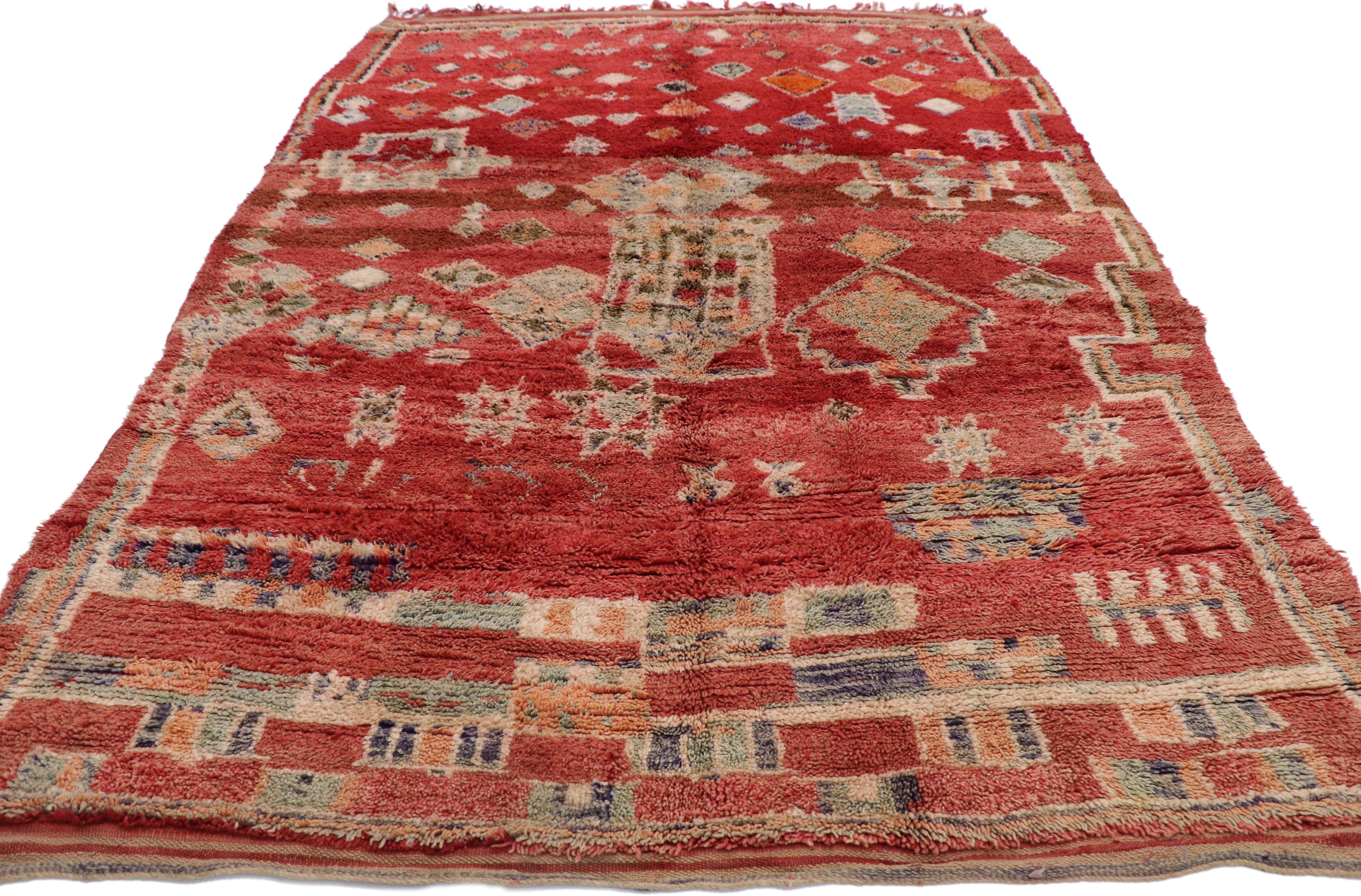 Tribal Vintage Moroccan Rug, Wabi-Sabi Meets Nomadic Charm  For Sale