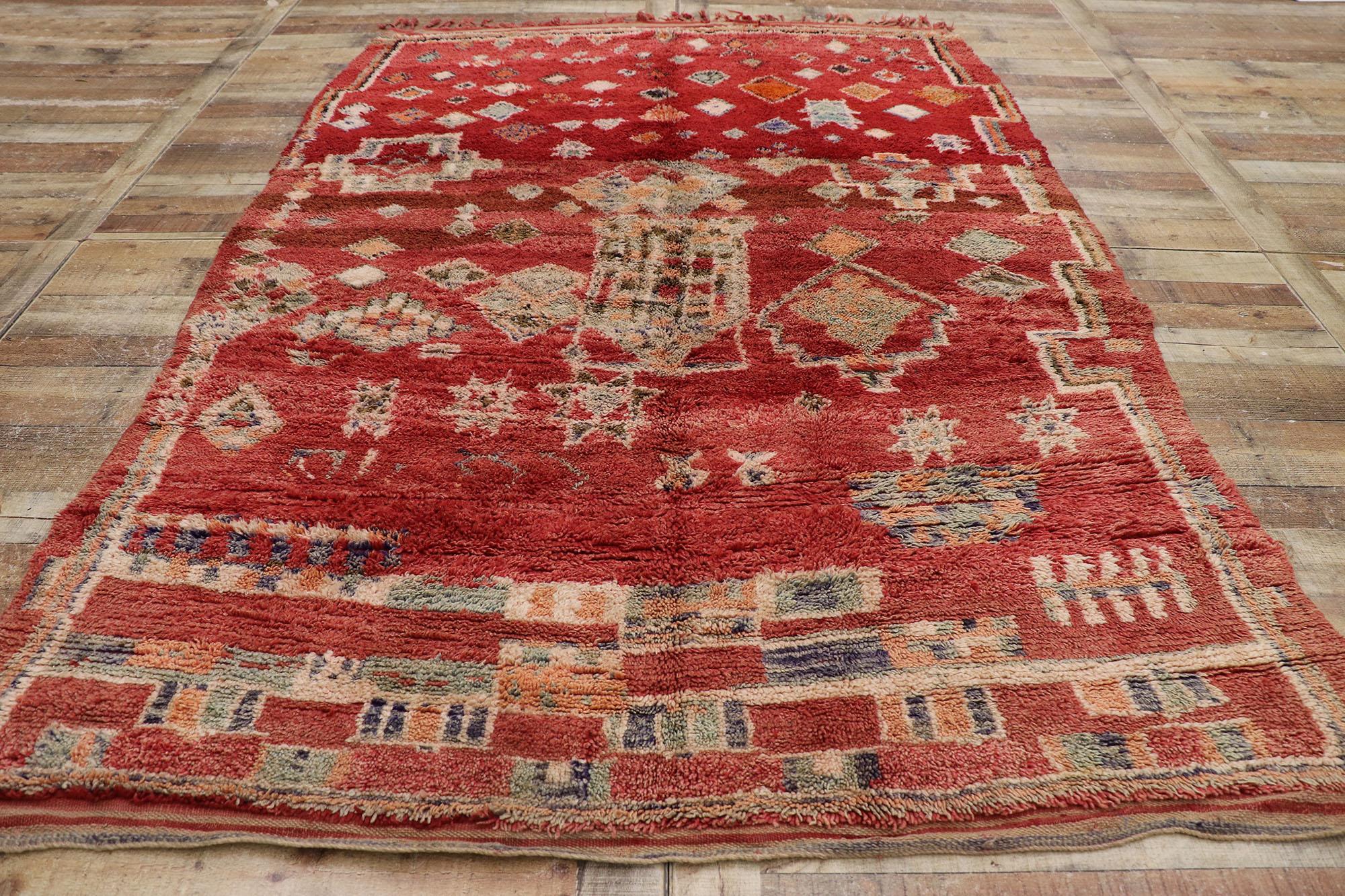 Wool Vintage Moroccan Rug, Wabi-Sabi Meets Nomadic Charm  For Sale