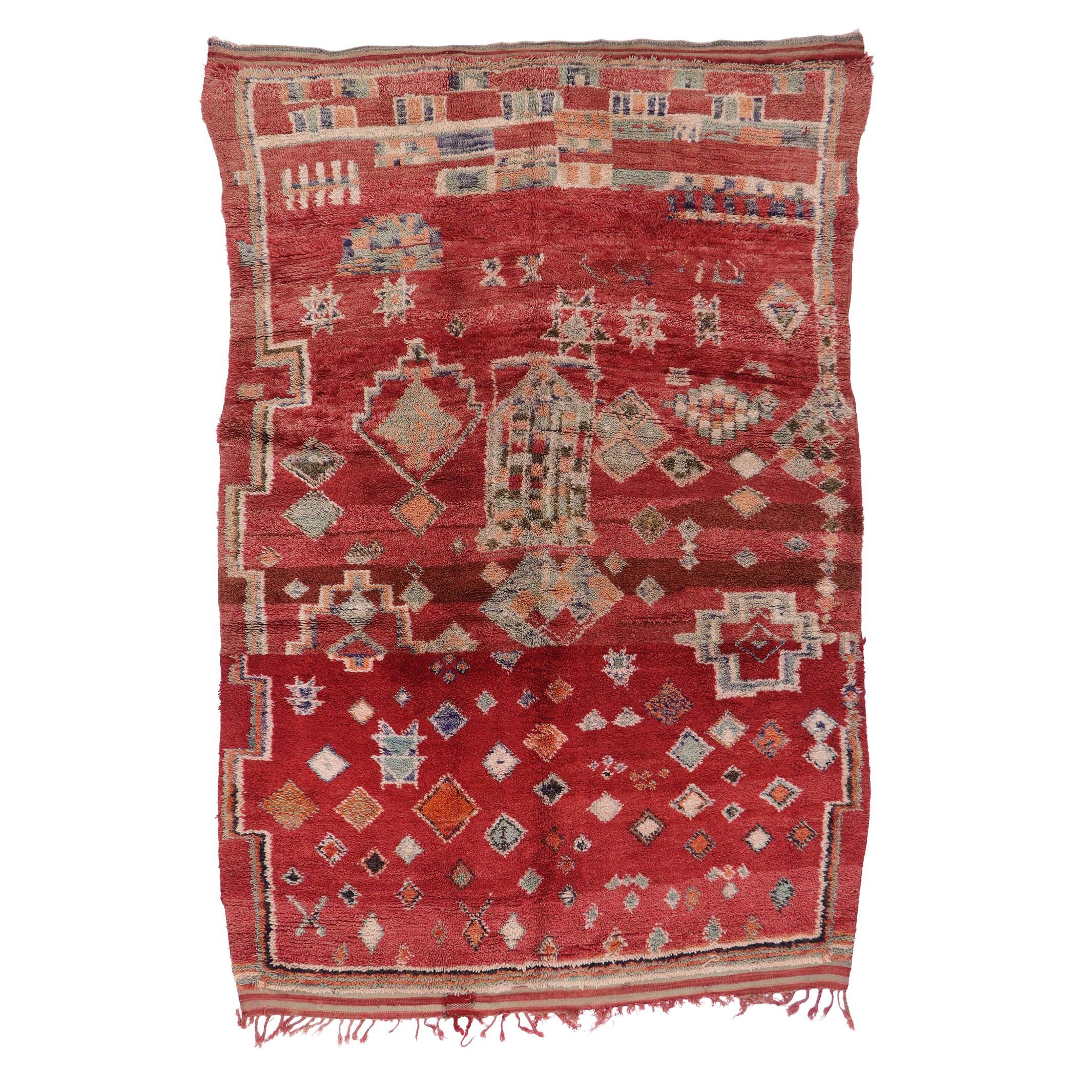 Vintage Moroccan Rug, Wabi-Sabi Meets Nomadic Charm  For Sale