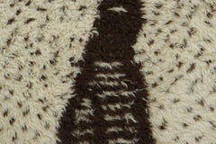 Vintage Moroccan rug, White with Bold Brown Primitivist Geometry - Rug & Kilim