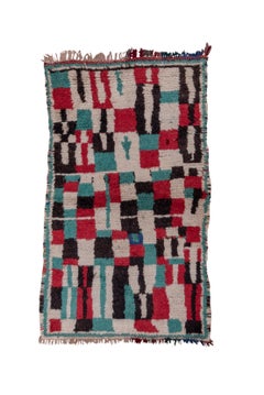 Vintage Moroccan Rug with Abstract Checkerboard Design