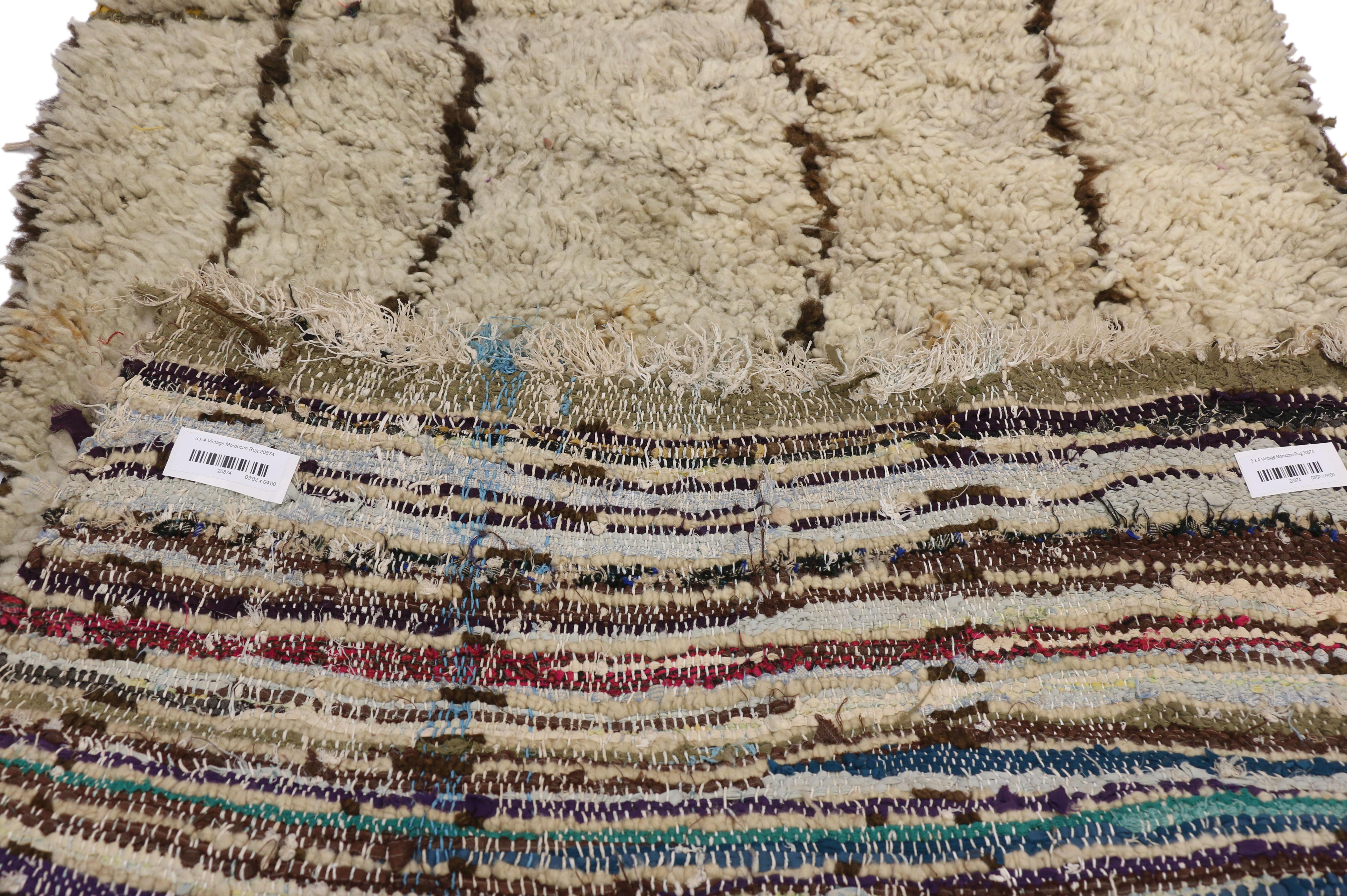Wool Vintage Moroccan Rug with Abstract Expressionist Style, Berber Boucherouite Rug