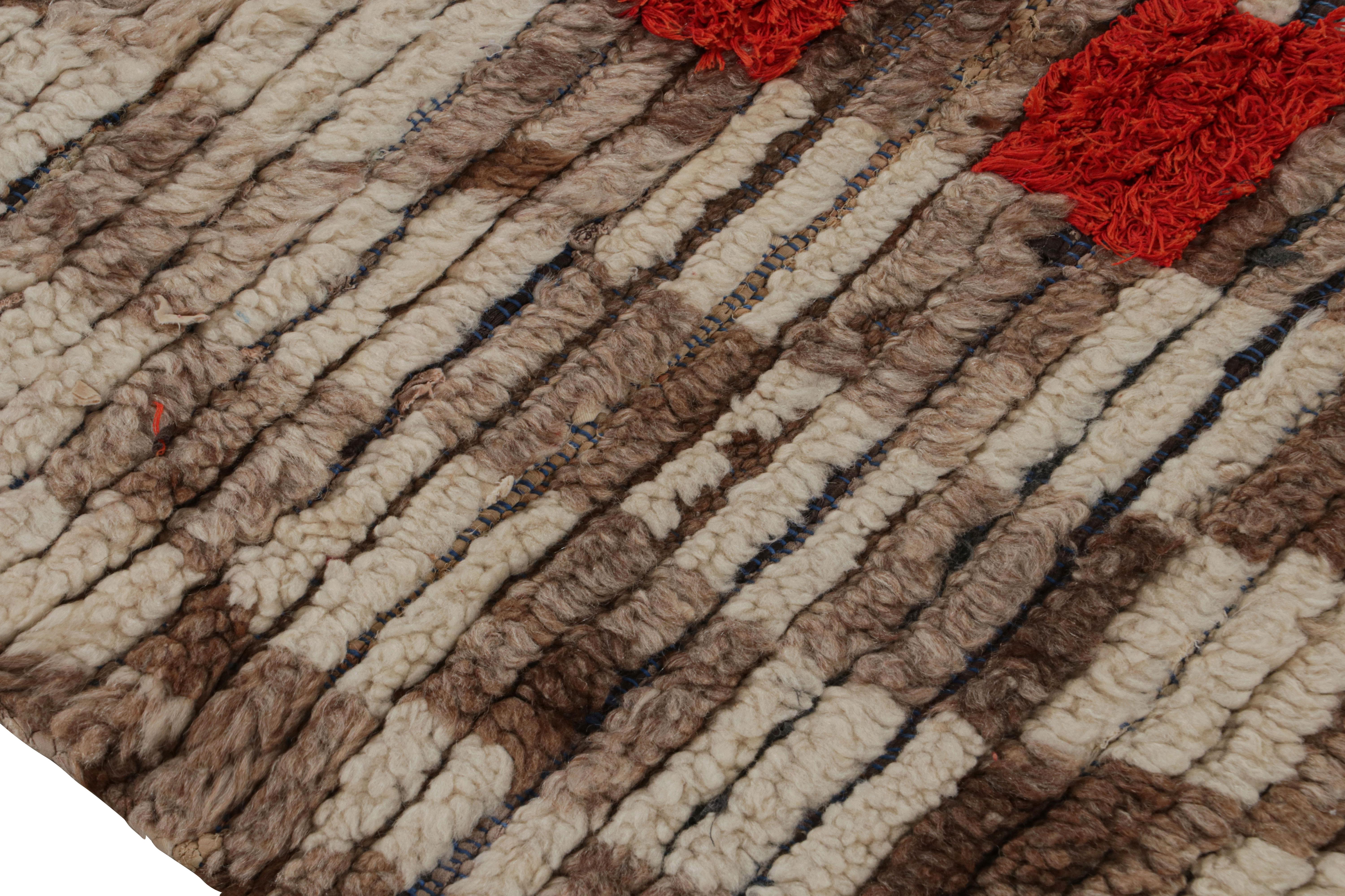 Wool Vintage Moroccan Rug with Beige-Brown Geometric Patterns, from Rug & Kilim  For Sale