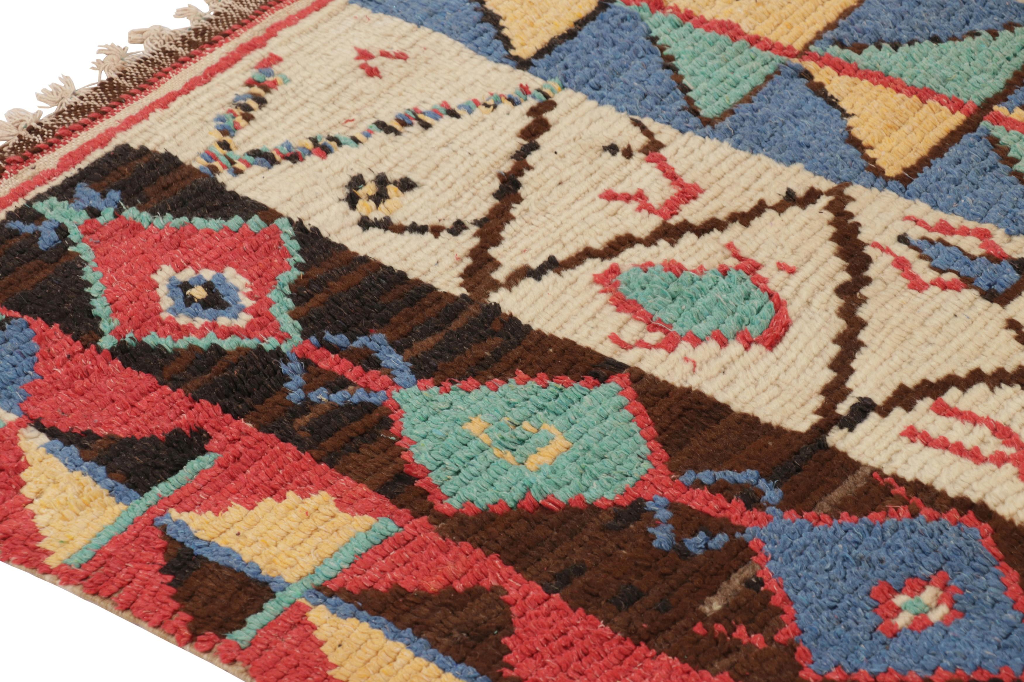 Vintage Marokkanischer Teppich mit bunten geometrischen Mustern - Rug & Kilim (Handgeknüpft) im Angebot