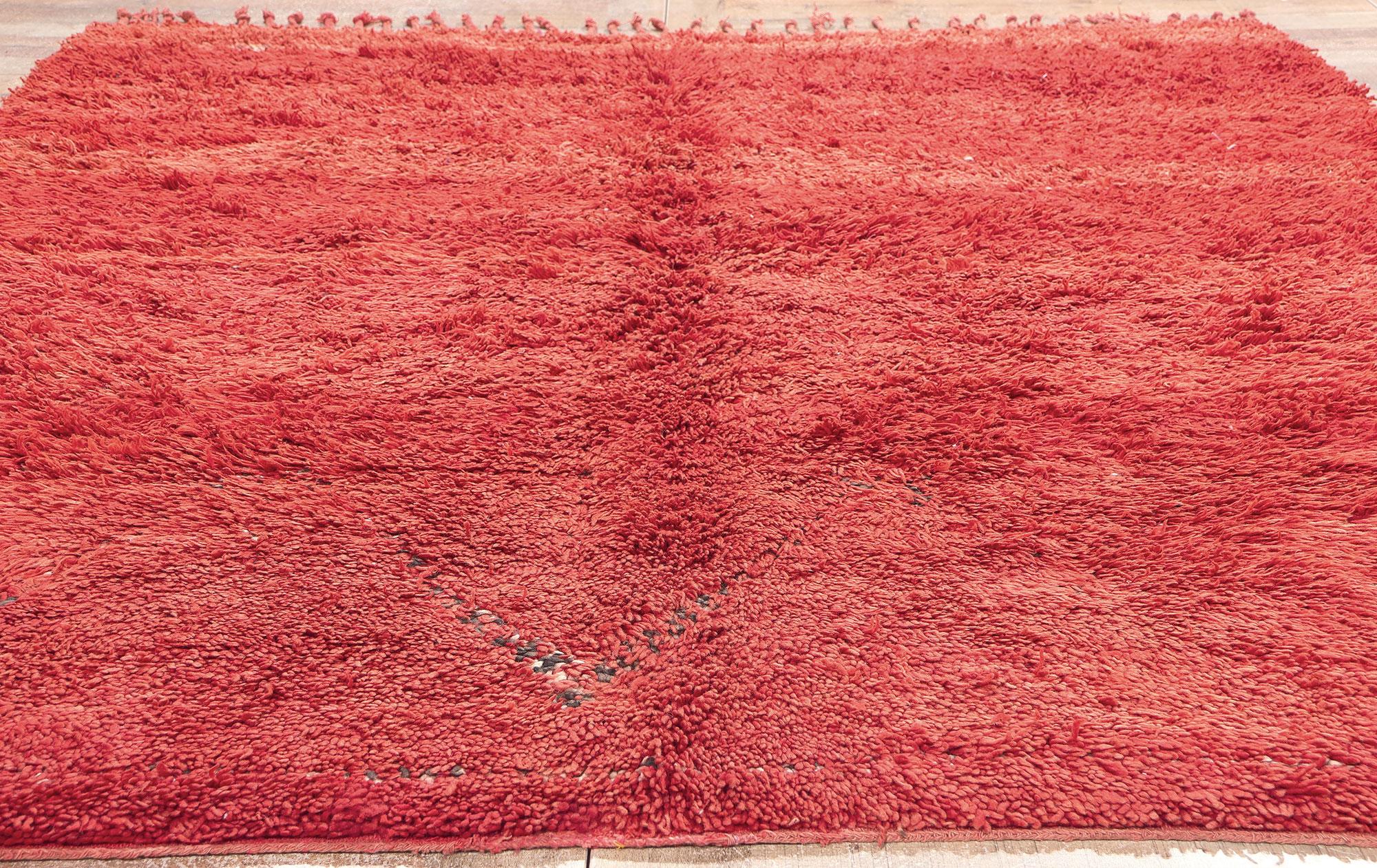 Vintage Red Beni MGuild Rug with Hidden Pattern, Midcentury Meets Cozy Nomad For Sale 2