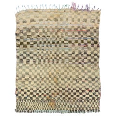 Vintage Moroccan Rug with Modern Cubism Style, Berber Moroccan Boucherouite Rug