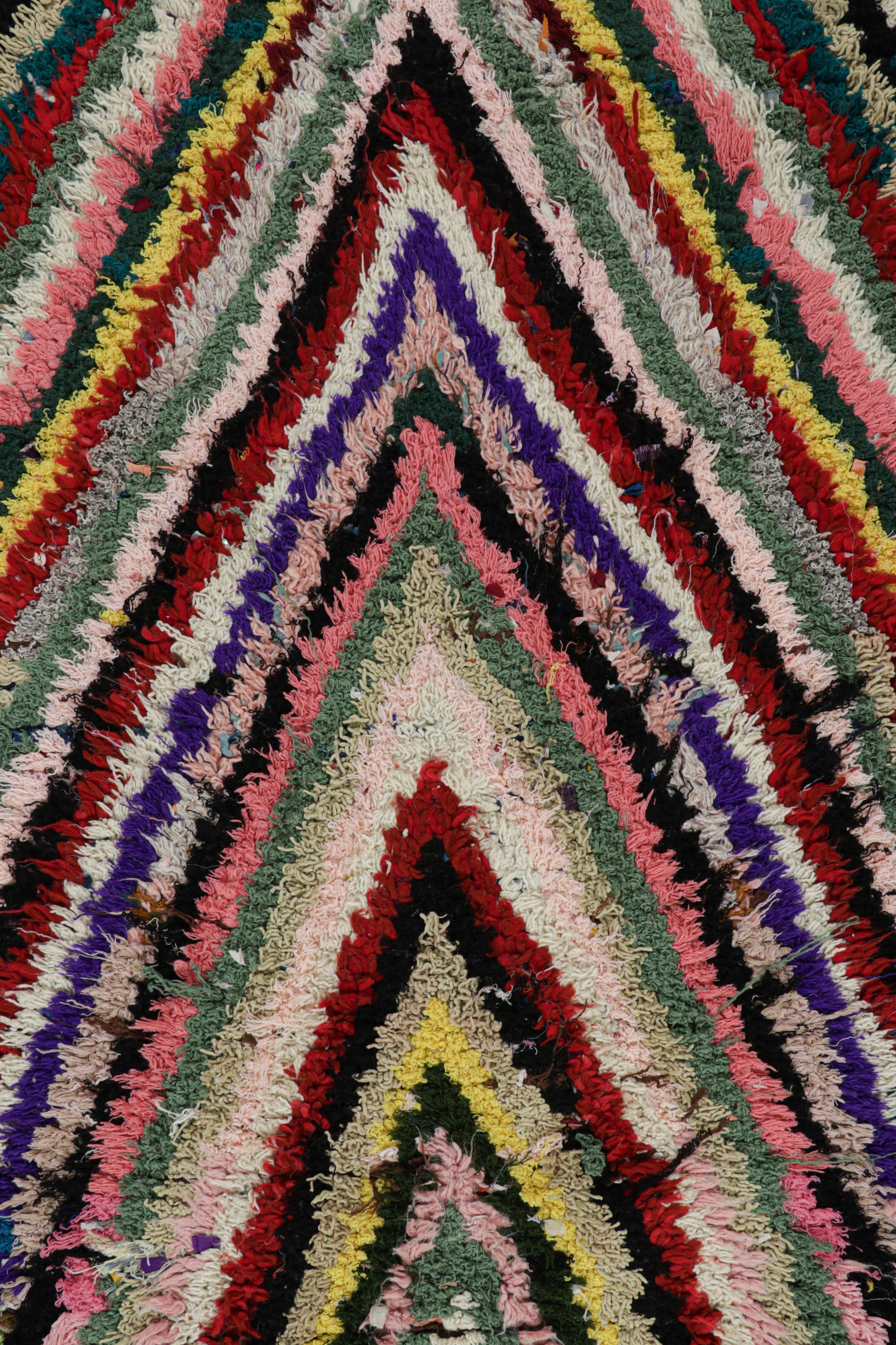 Hand-Knotted Vintage Moroccan Rug with Polychromatic Chevron Patterns, from Rug & Kilim For Sale