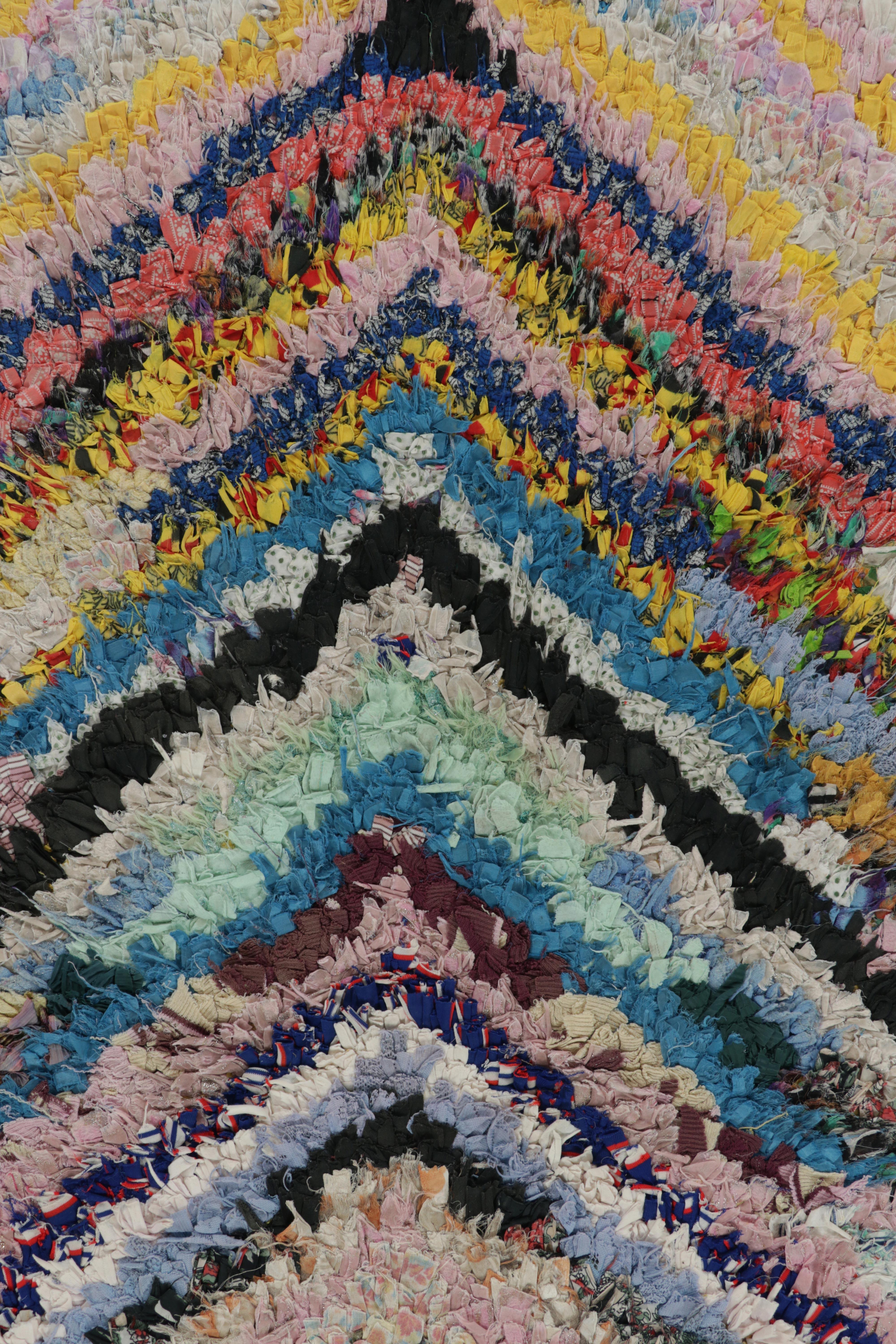 Hand-Knotted Vintage Moroccan Rug with Polychromatic Chevron Patterns, from Rug & Kilim For Sale