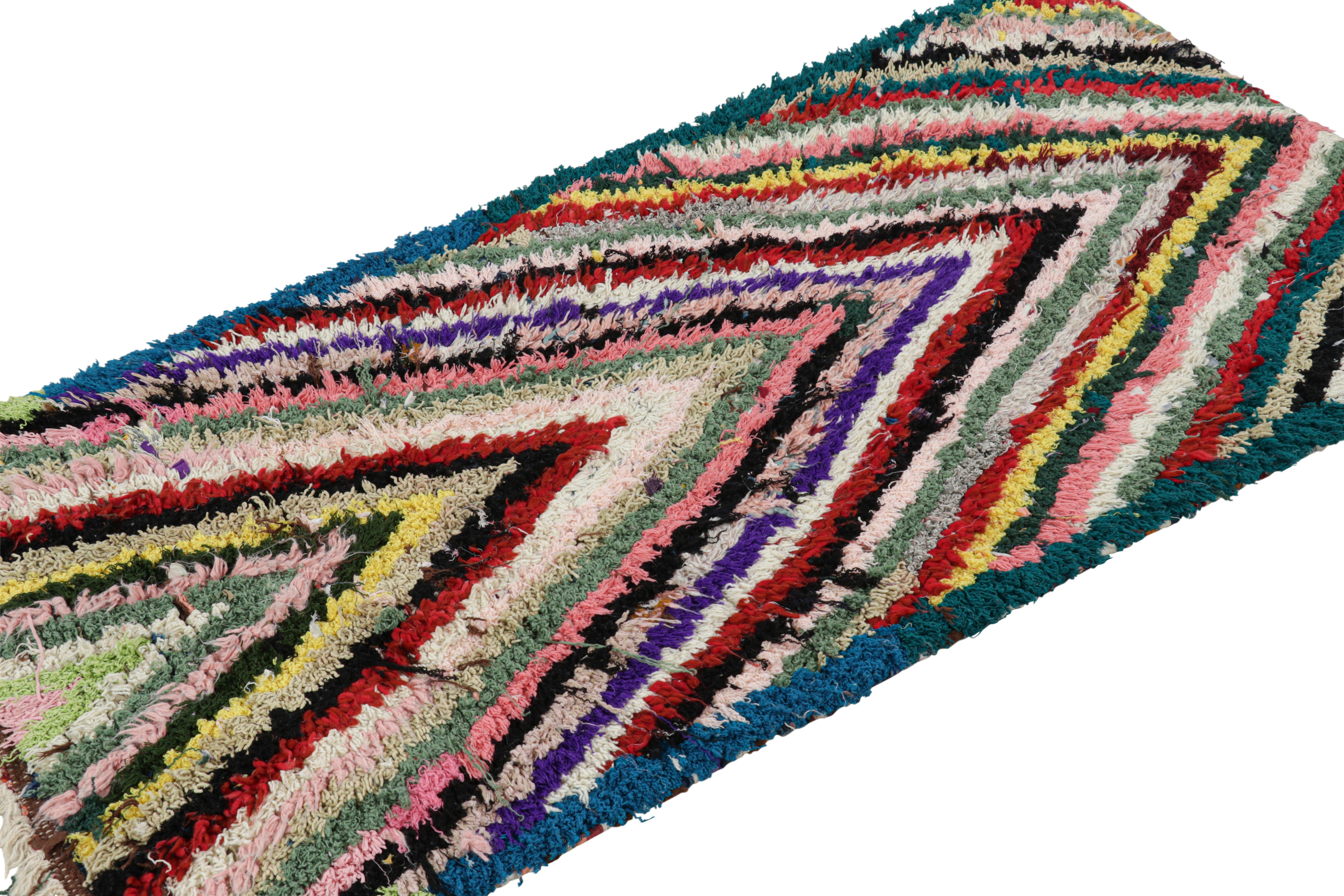 Mid-20th Century Vintage Moroccan Rug with Polychromatic Chevron Patterns, from Rug & Kilim For Sale
