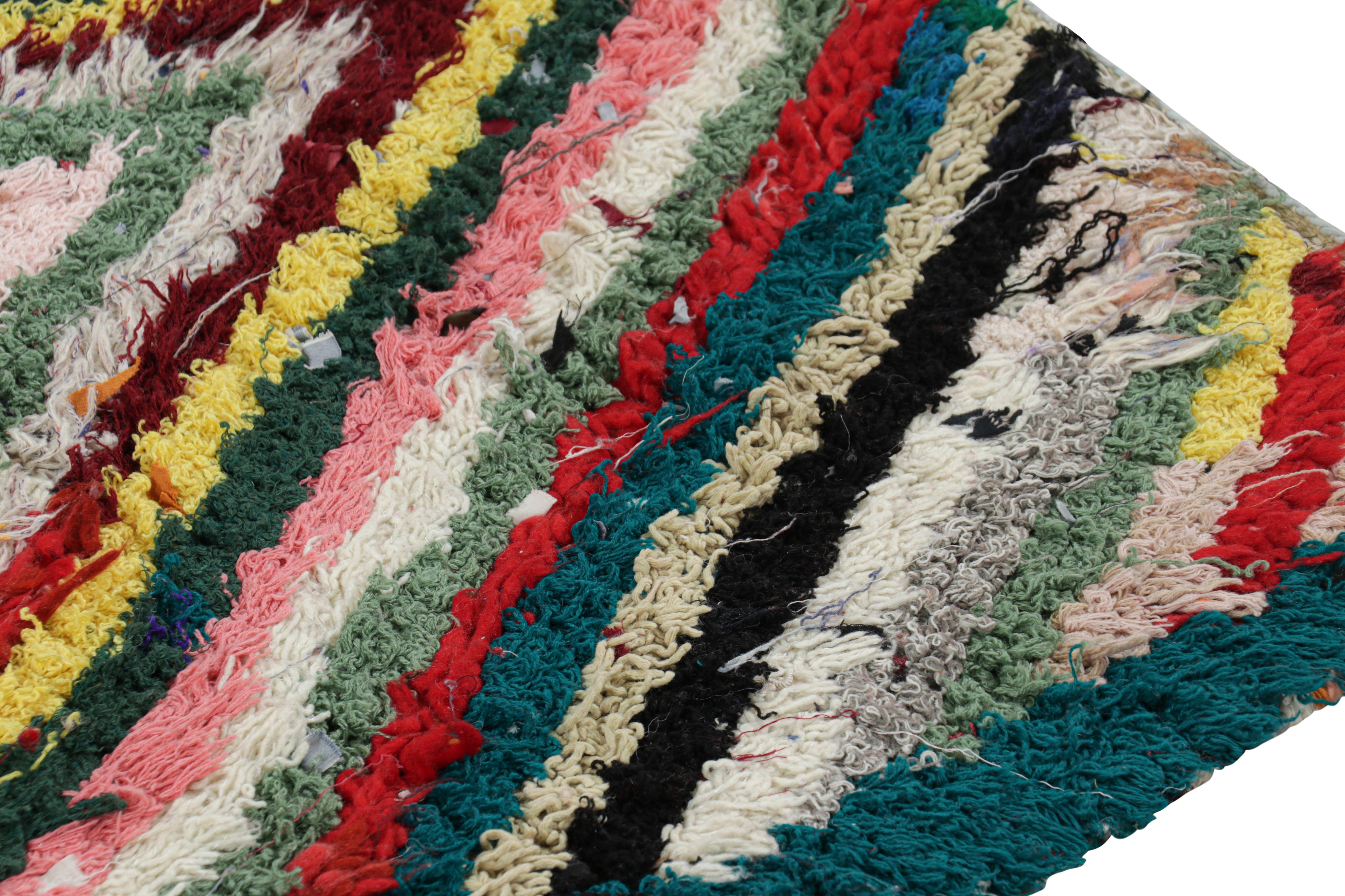 Wool Vintage Moroccan Rug with Polychromatic Chevron Patterns, from Rug & Kilim For Sale