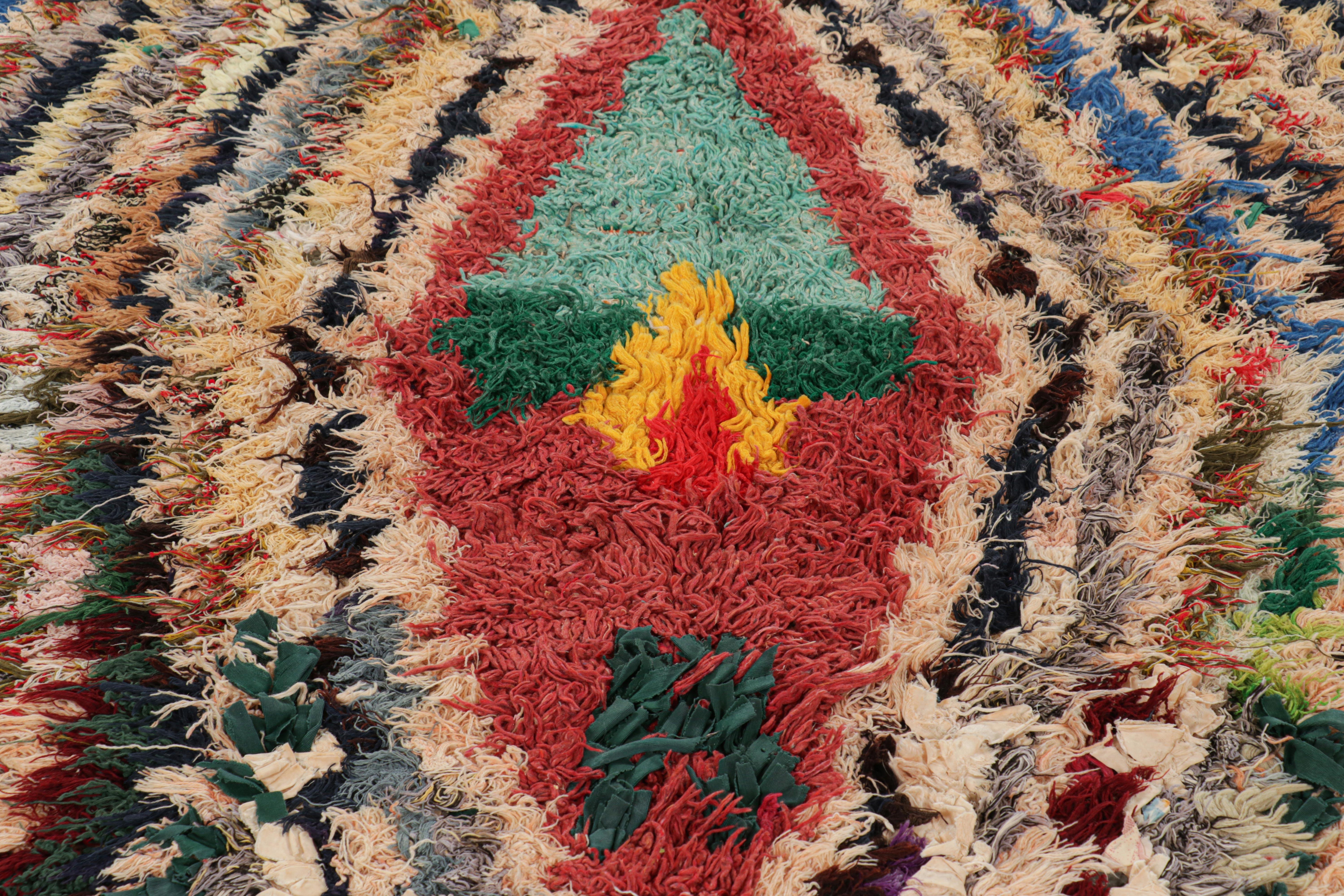 Hand-Knotted Vintage Moroccan Rug with Polychromatic Chevrons and Medallions  Rug & Kilim For Sale