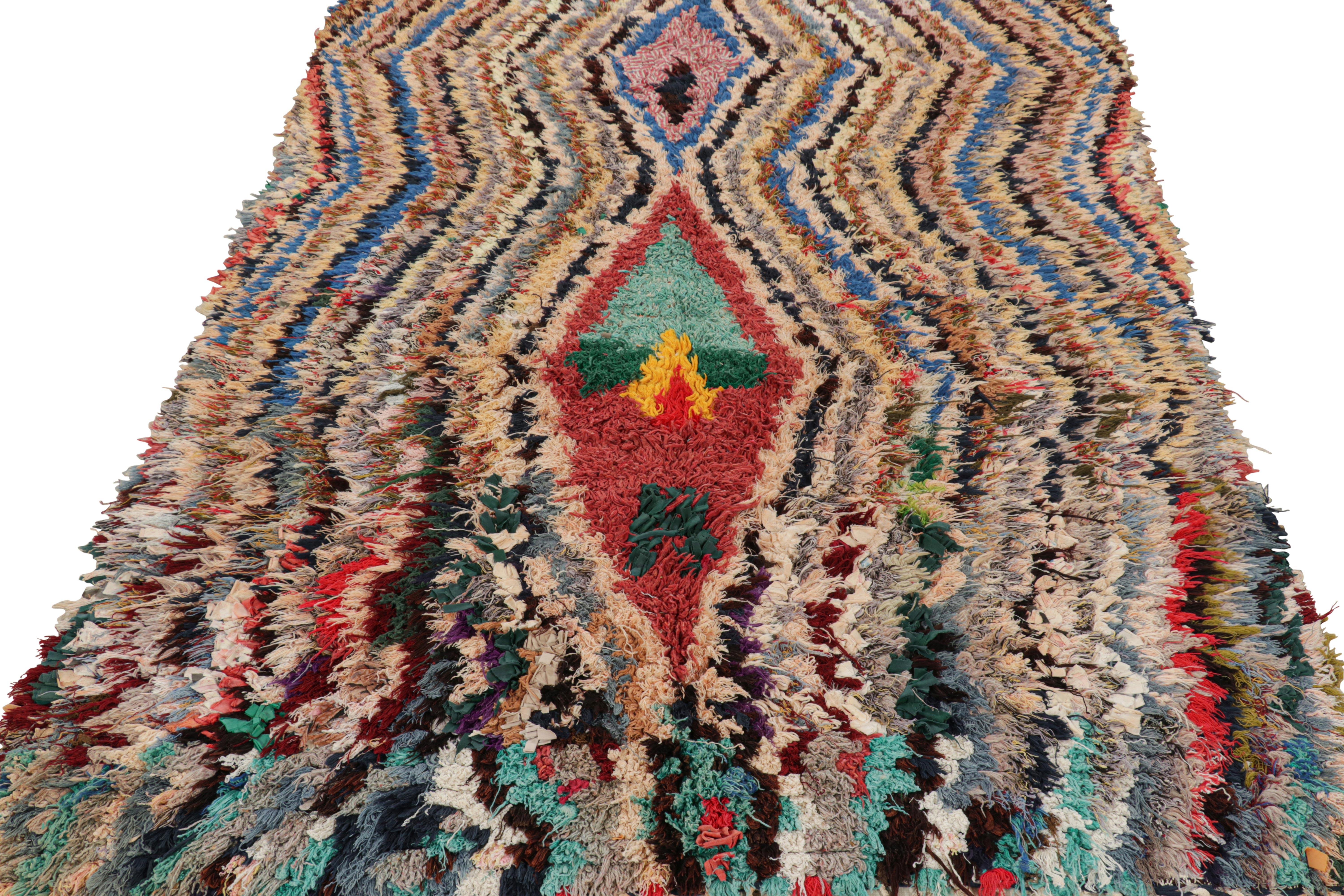 Vintage Moroccan Rug with Polychromatic Chevrons and Medallions  Rug & Kilim In Good Condition For Sale In Long Island City, NY