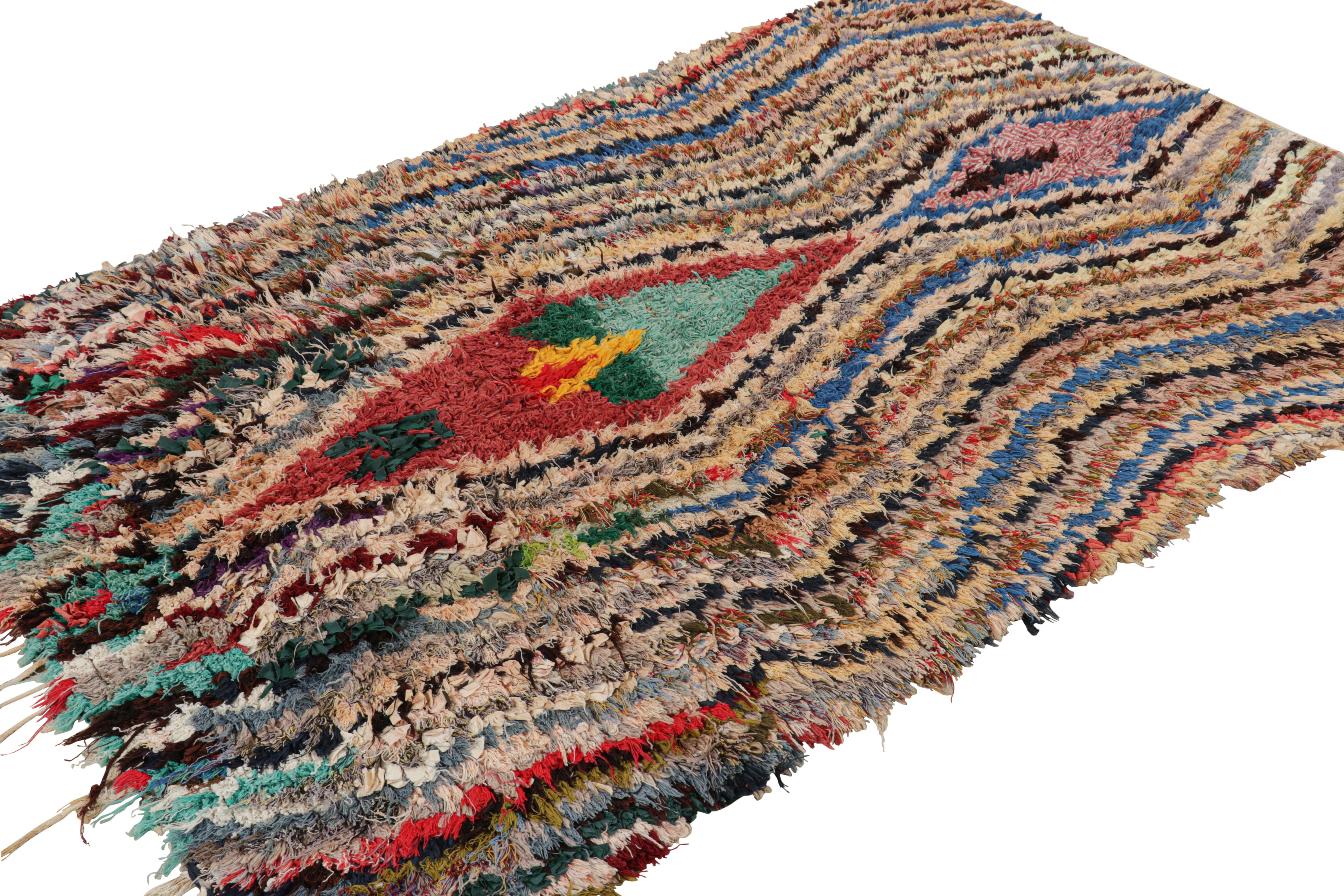 Mid-20th Century Vintage Moroccan Rug with Polychromatic Chevrons and Medallions  Rug & Kilim For Sale