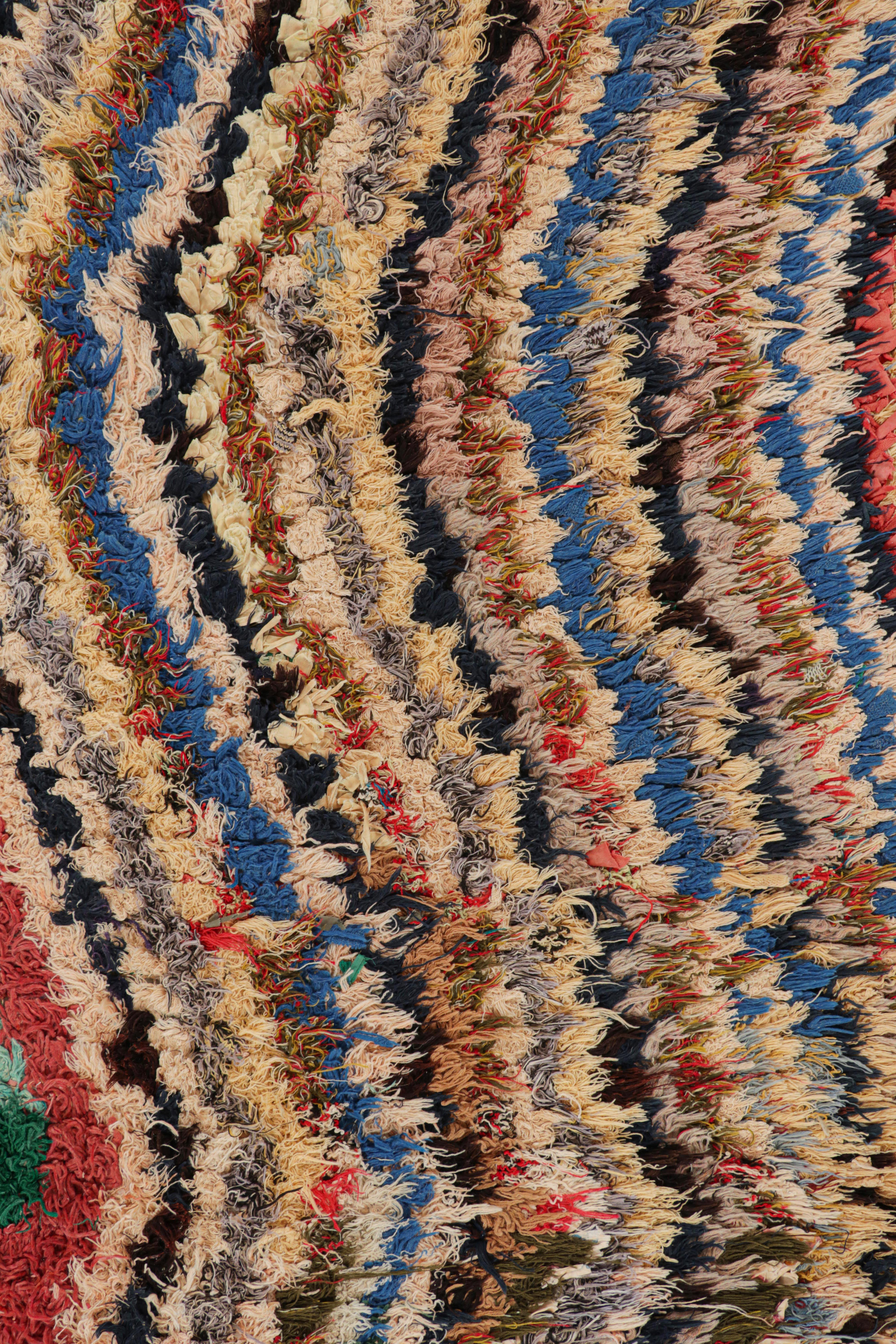 Wool Vintage Moroccan Rug with Polychromatic Chevrons and Medallions  Rug & Kilim For Sale