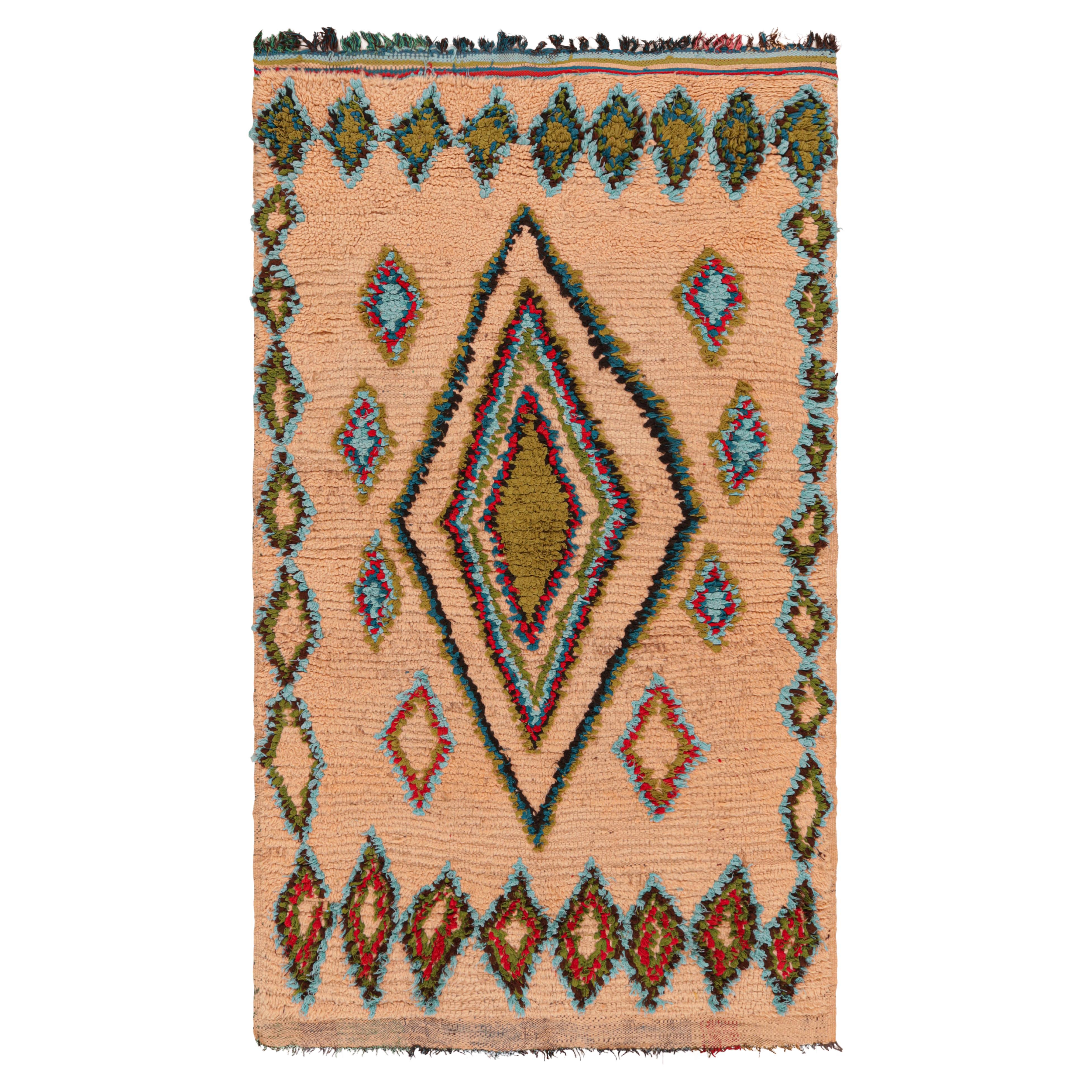 Vintage Moroccan Rug with Polychromatic Diamond Medallion, from Rug & Kilim