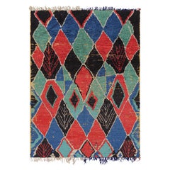 Vintage Moroccan Rug with Polychromatic Diamond Medallion, from Rug & Kilim