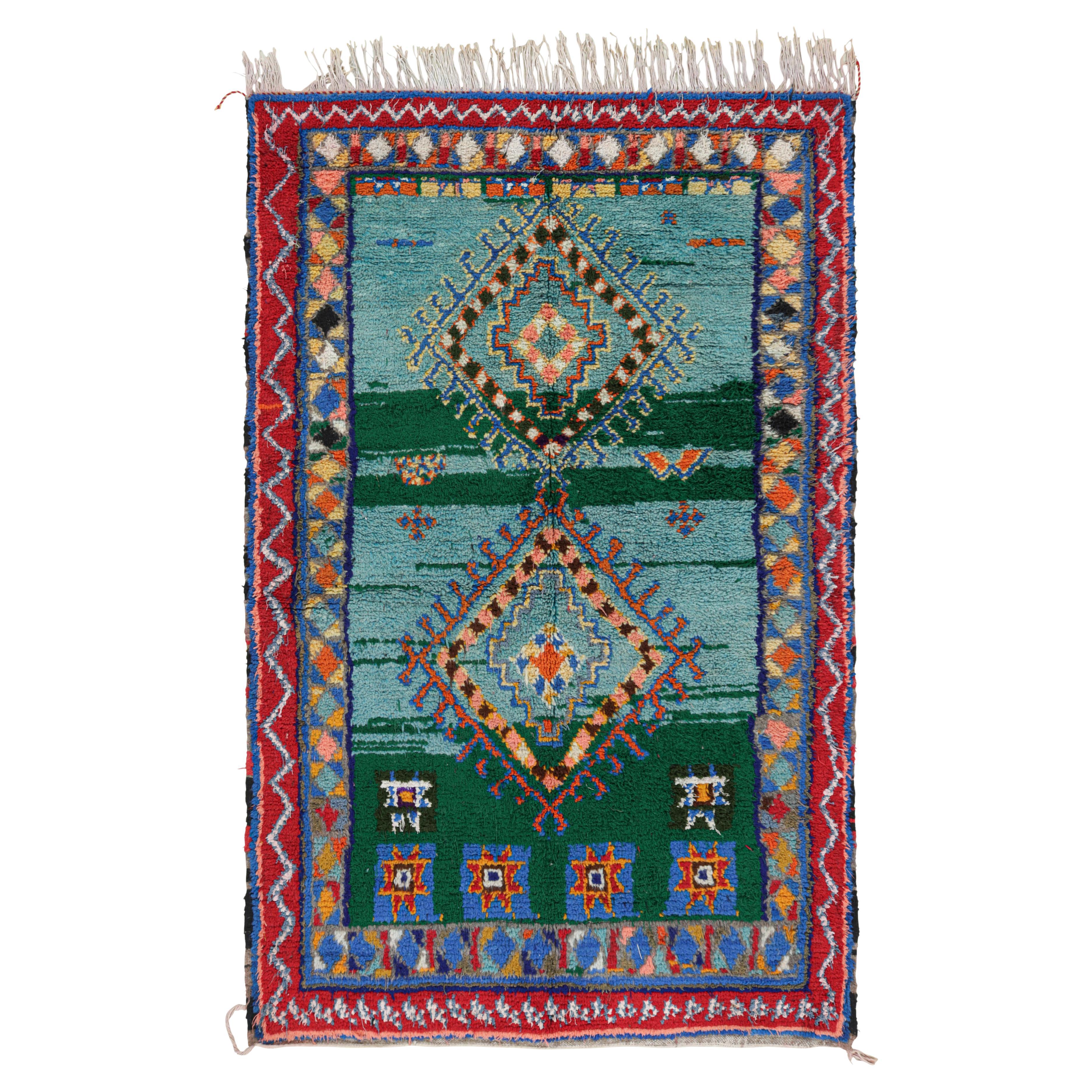Vintage Moroccan Rug with Polychromatic Diamond Medallions, from Rug & Kilim For Sale